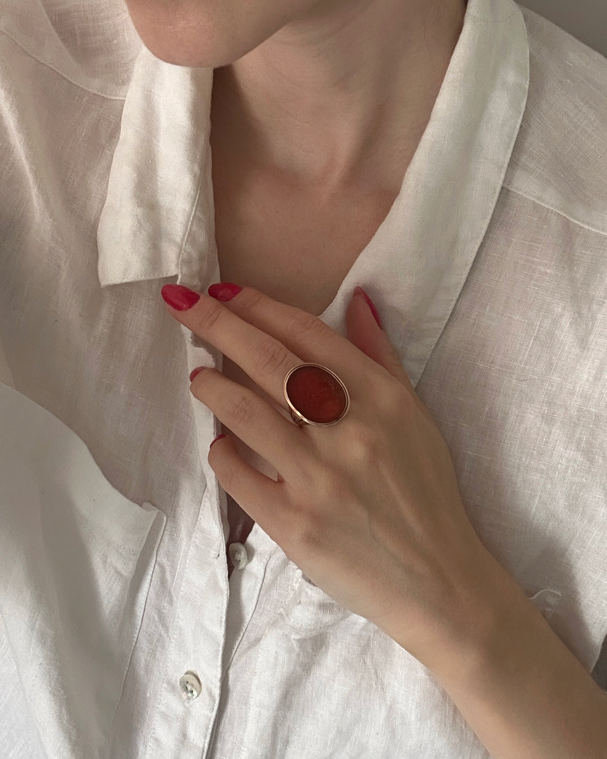 Georgian 9ct Rose Gold Carved Carnelian Intaglio Ring