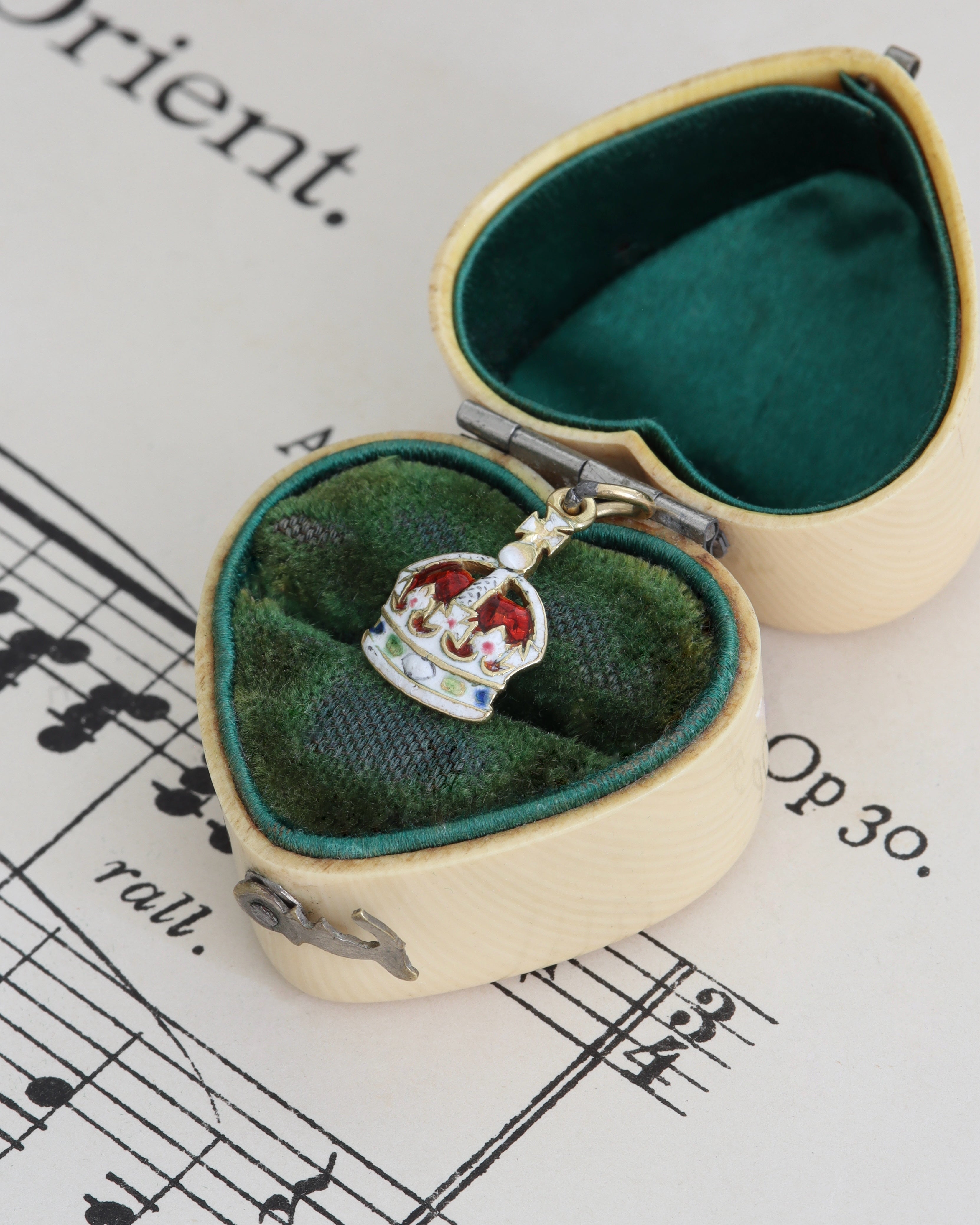 Victorian 18ct Yellow Gold and Enamel Crown Charm