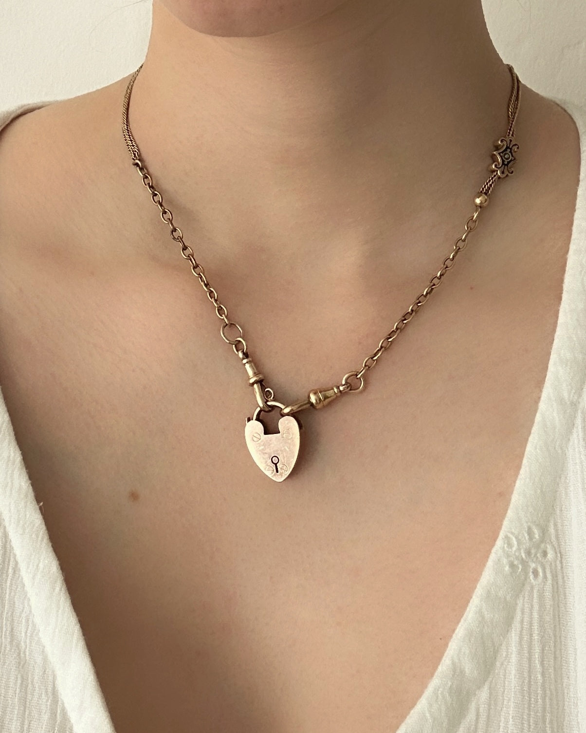 Victorian 9ct Rose Gold Heart Padlock Clasp