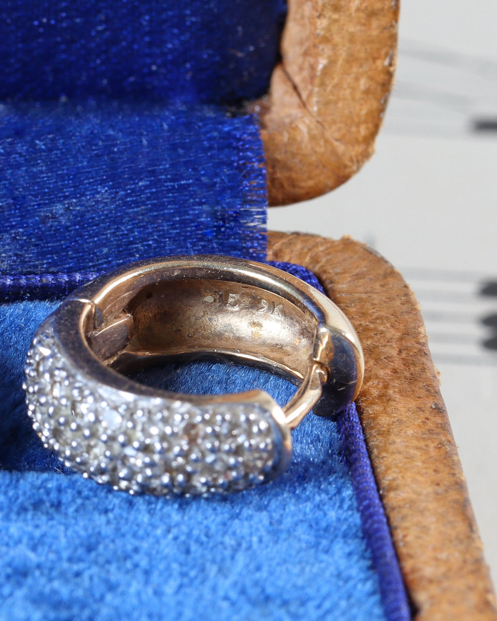 Vintage 9ct Gold Diamond Hoop Earrings