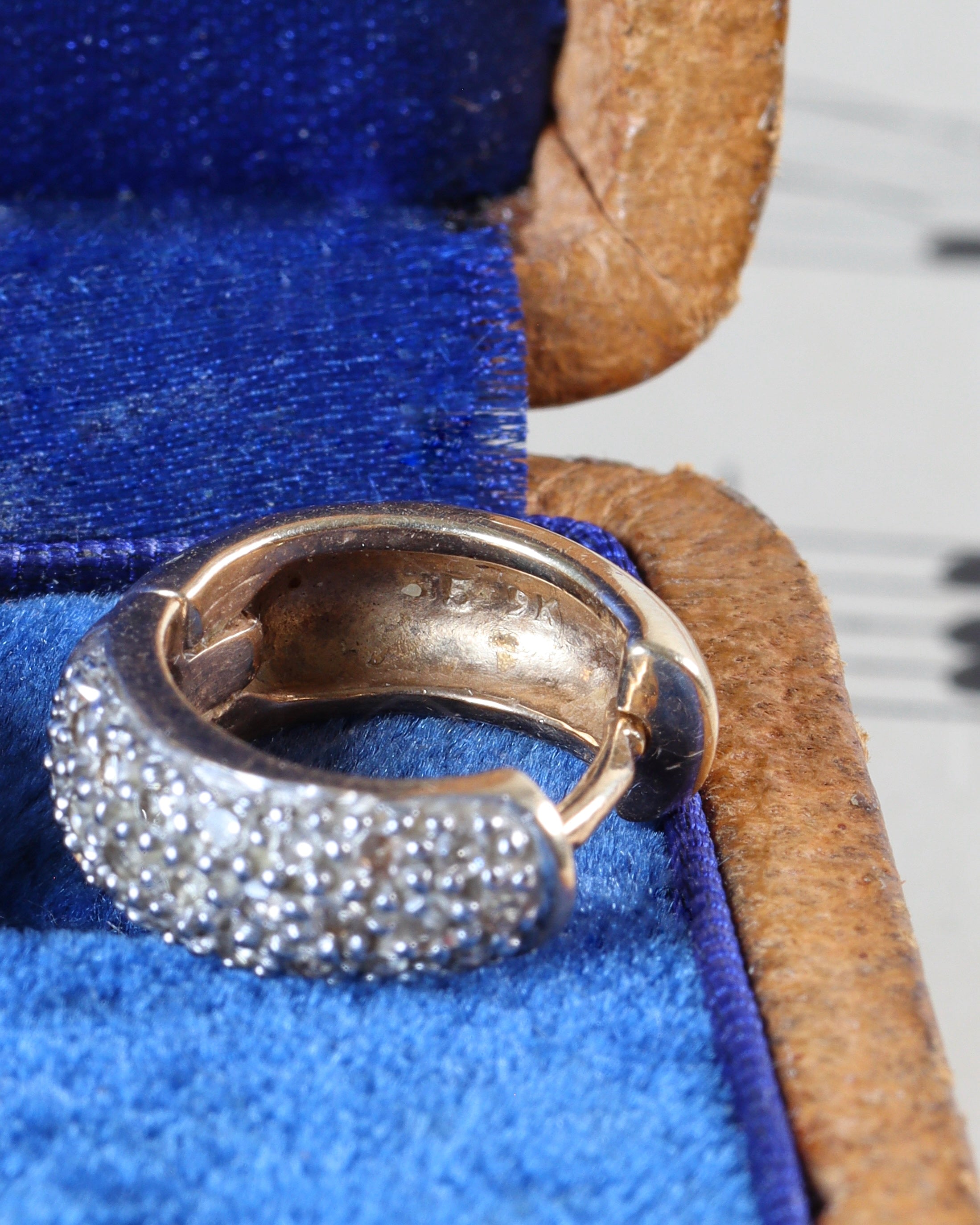 Vintage 9ct Gold Diamond Hoop Earrings