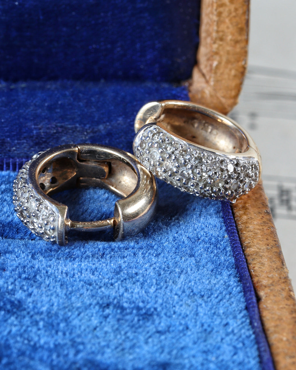 Vintage 9ct Gold Diamond Hoop Earrings