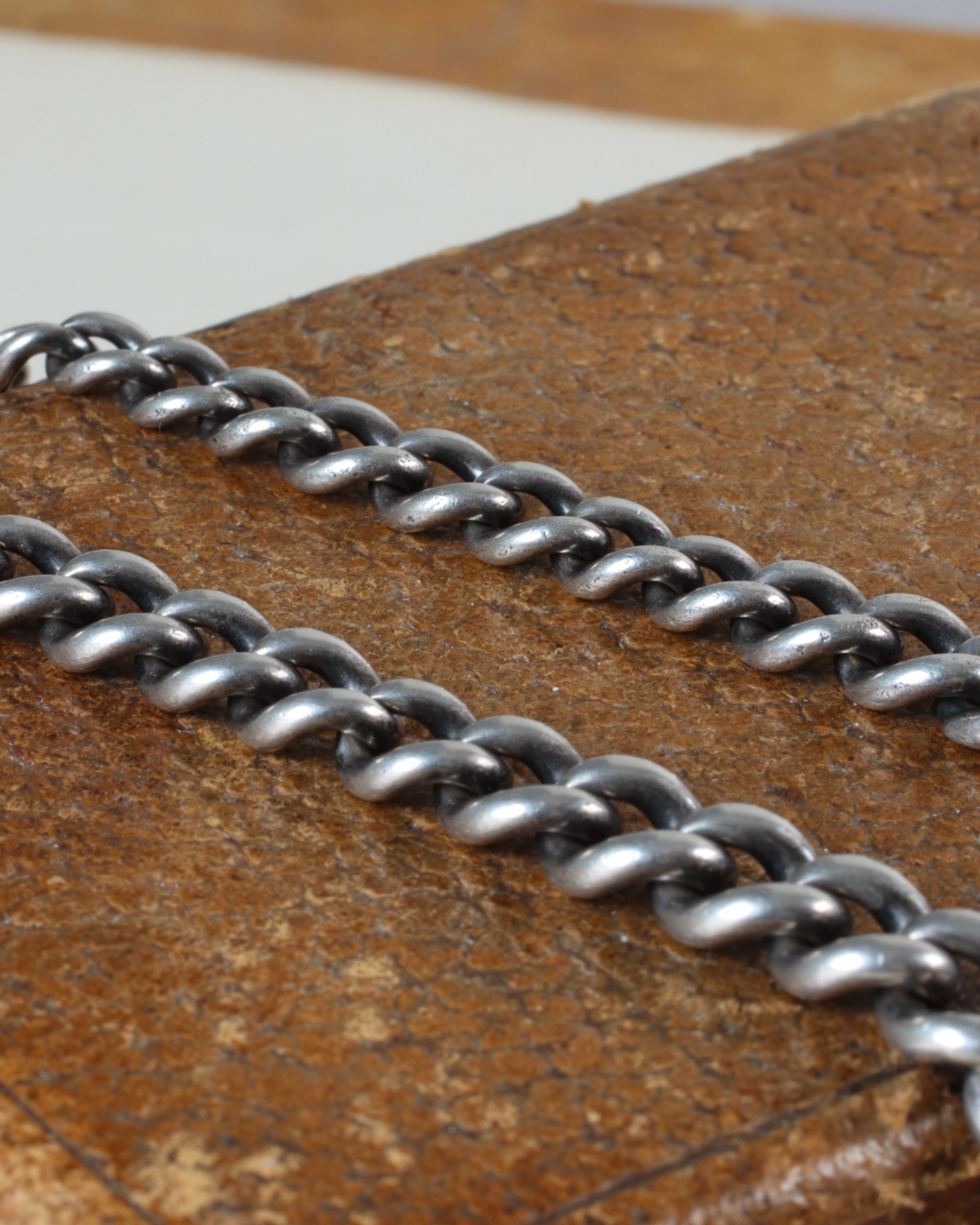 Victorian Sterling Silver Graduated Curb Link Watch Chain