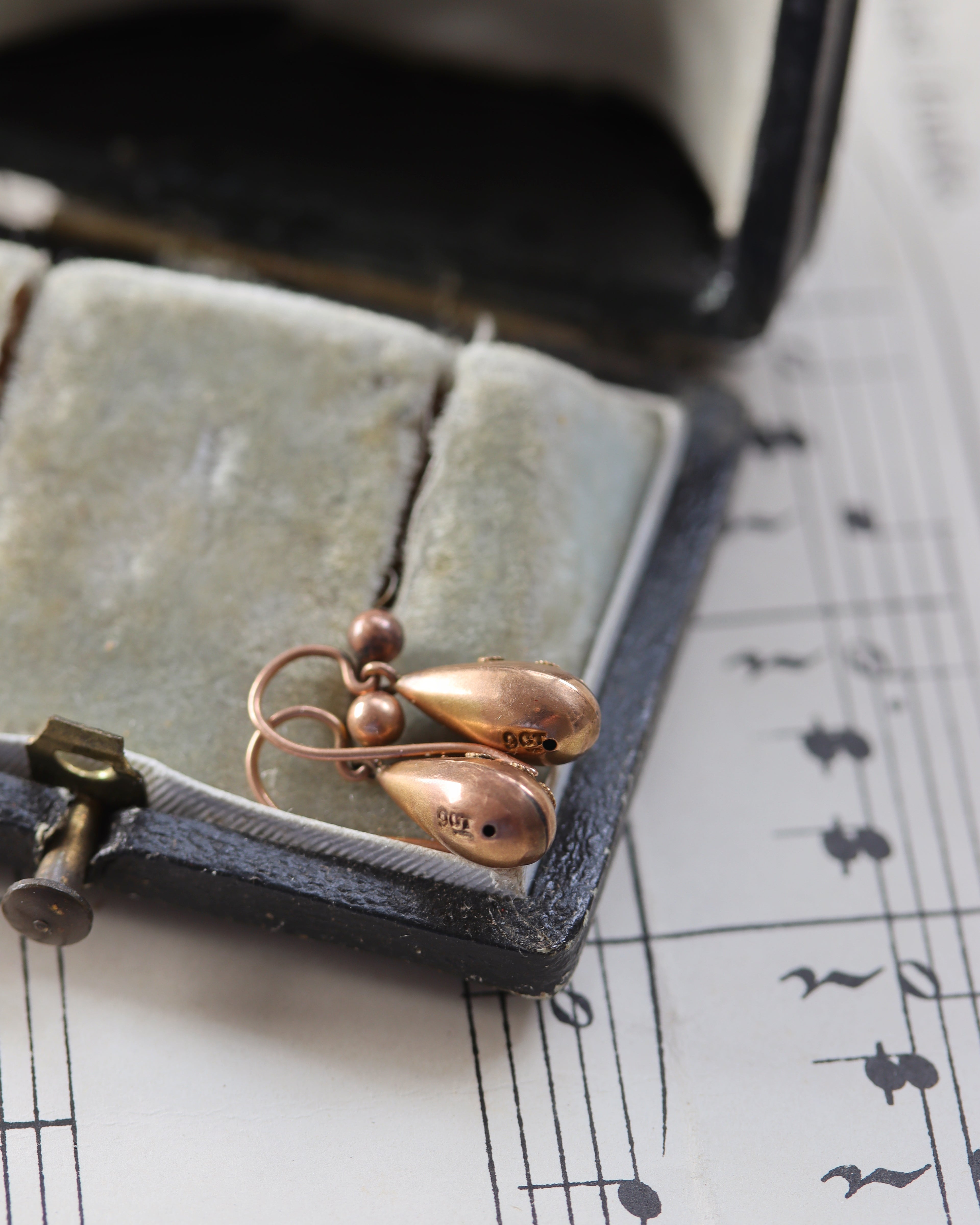 Victorian 9ct Rose Gold Bombe Earrings