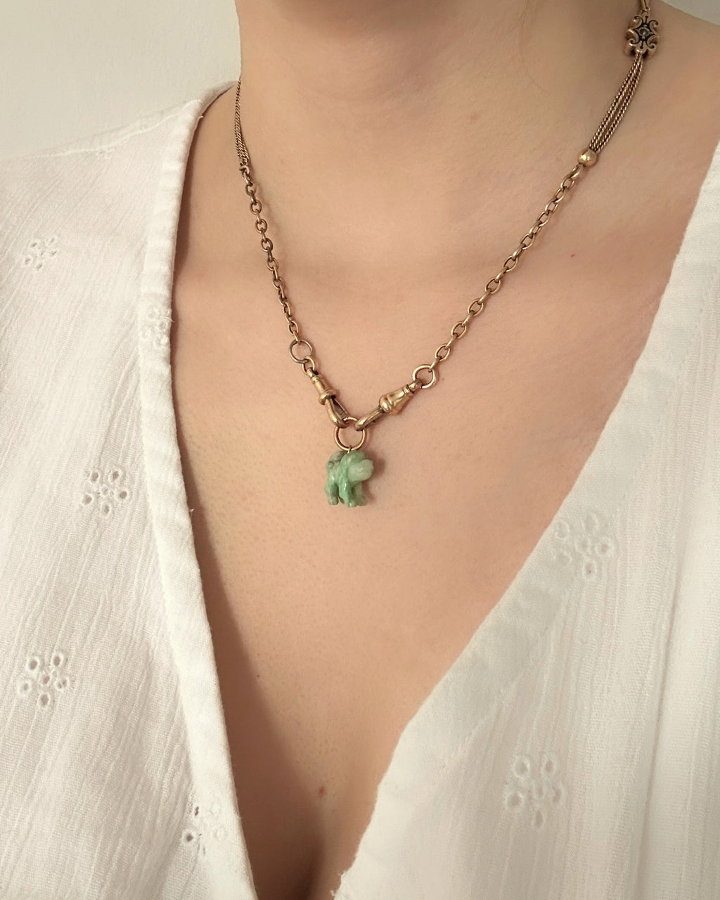 Antique Carved Jade Dog Charm