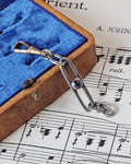 Antique Silver Trombone Link Extender with Sapphire Cabochon & 14ct Gold Swivel Dog Clip