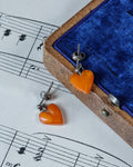 Vintage Carved Butterscotch Amber Heart Earrings