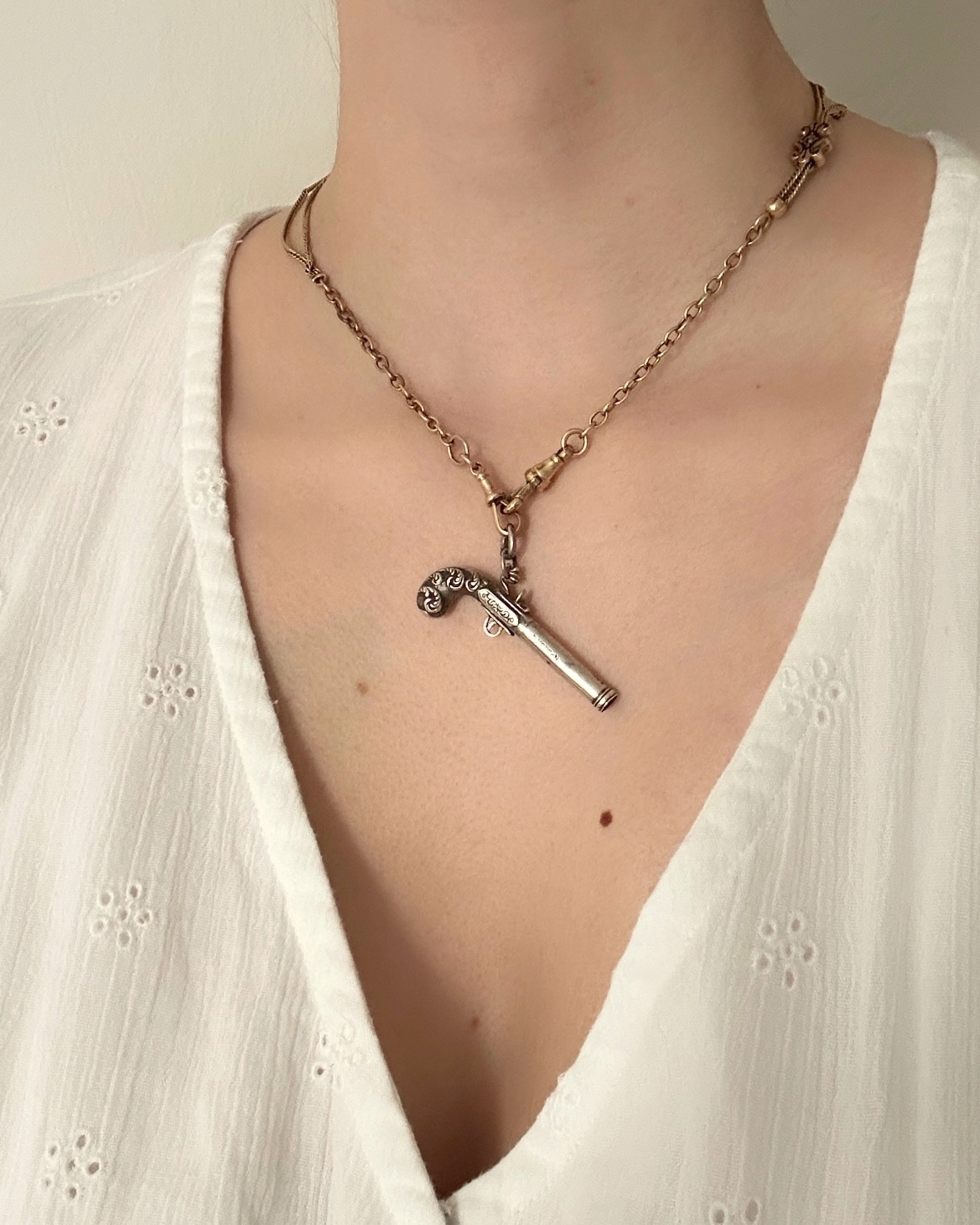 Victorian Sterling Silver Propelling Pencil Gun Pendant