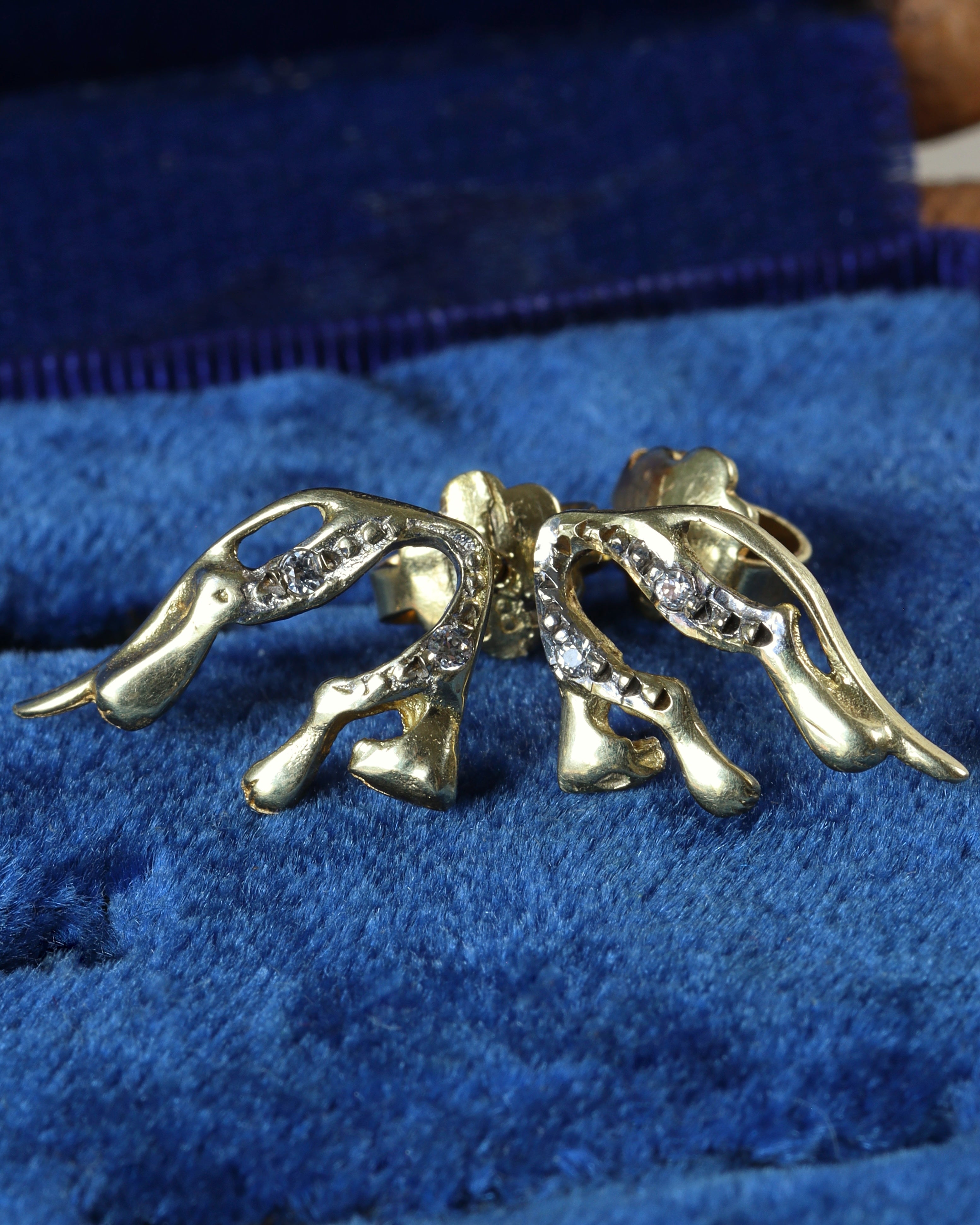 Vintage 14ct Gold Diamond Panther Earrings