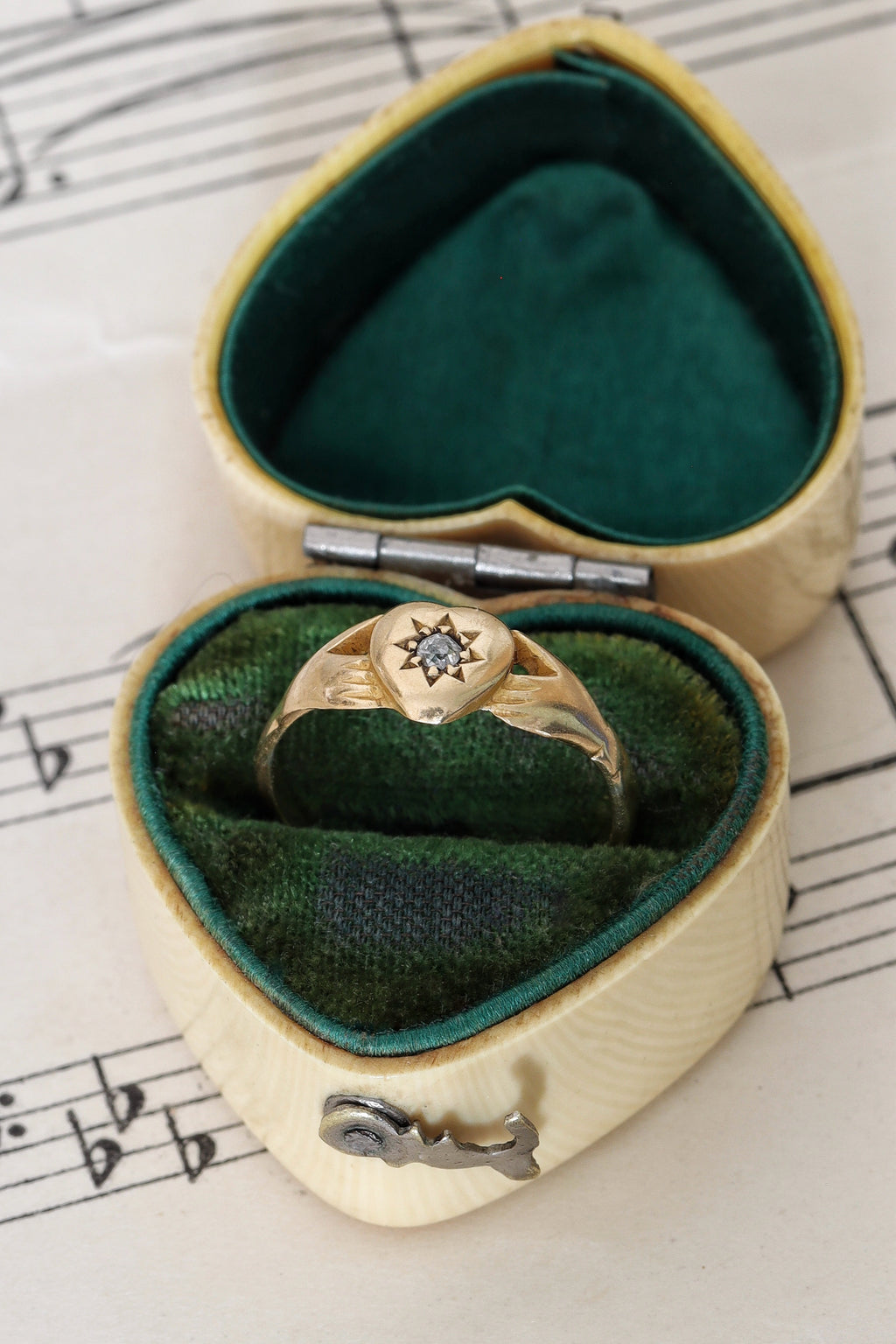 Victorian 18ct Yellow Gold and Diamond Claddagh Ring