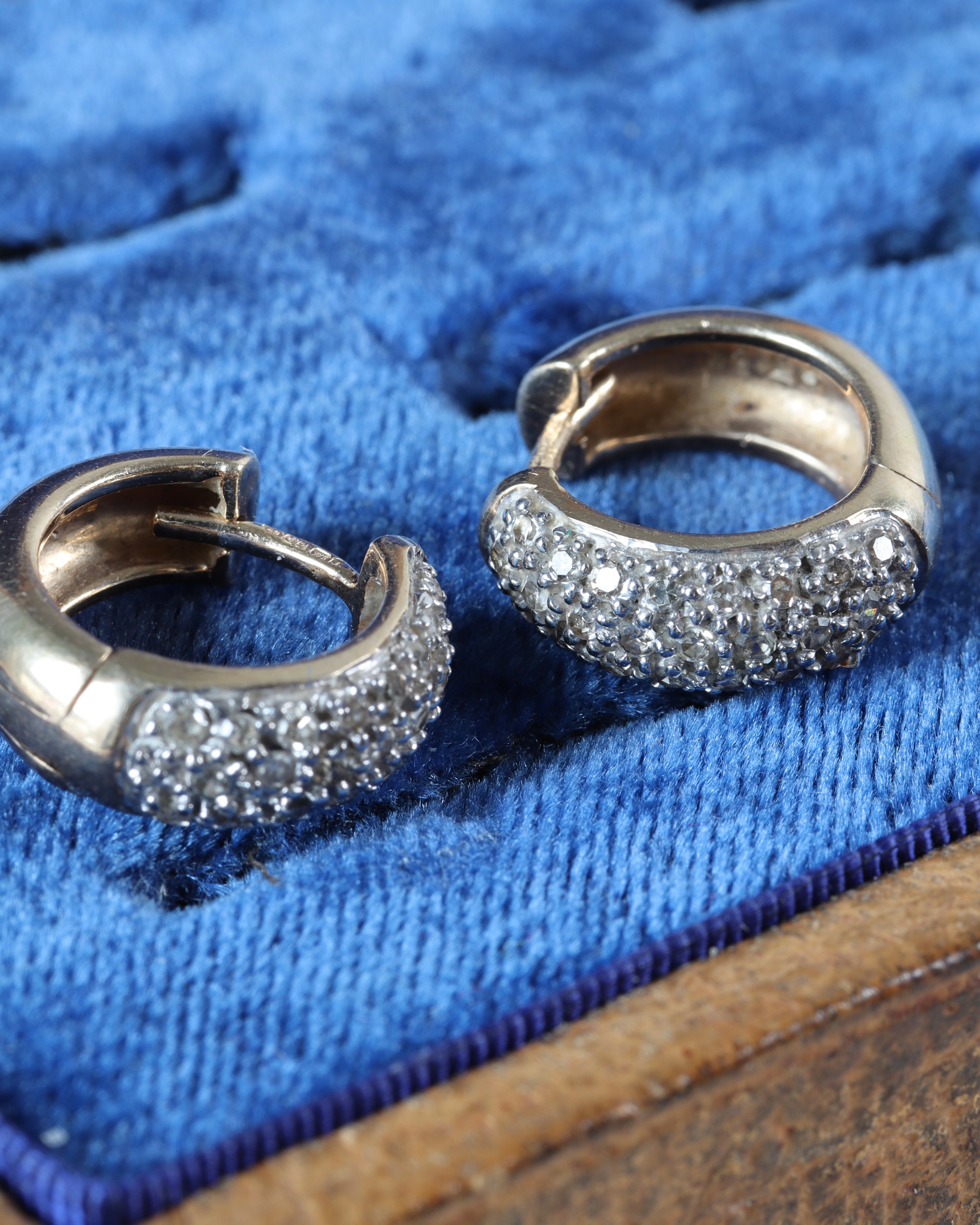 Vintage 9ct Gold Diamond Hoop Earrings