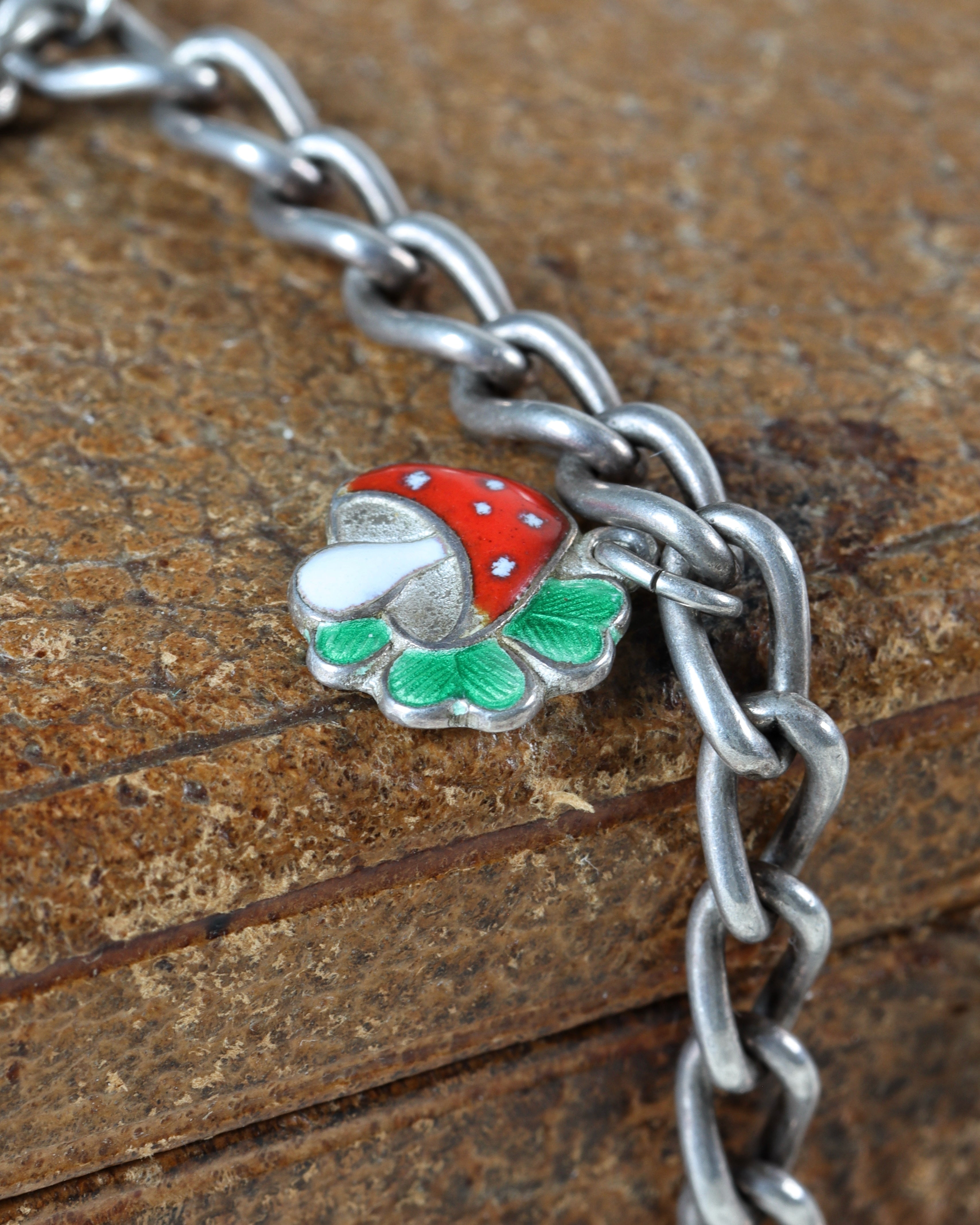 Vintage Continental Silver & Enamel Charm Bracelet