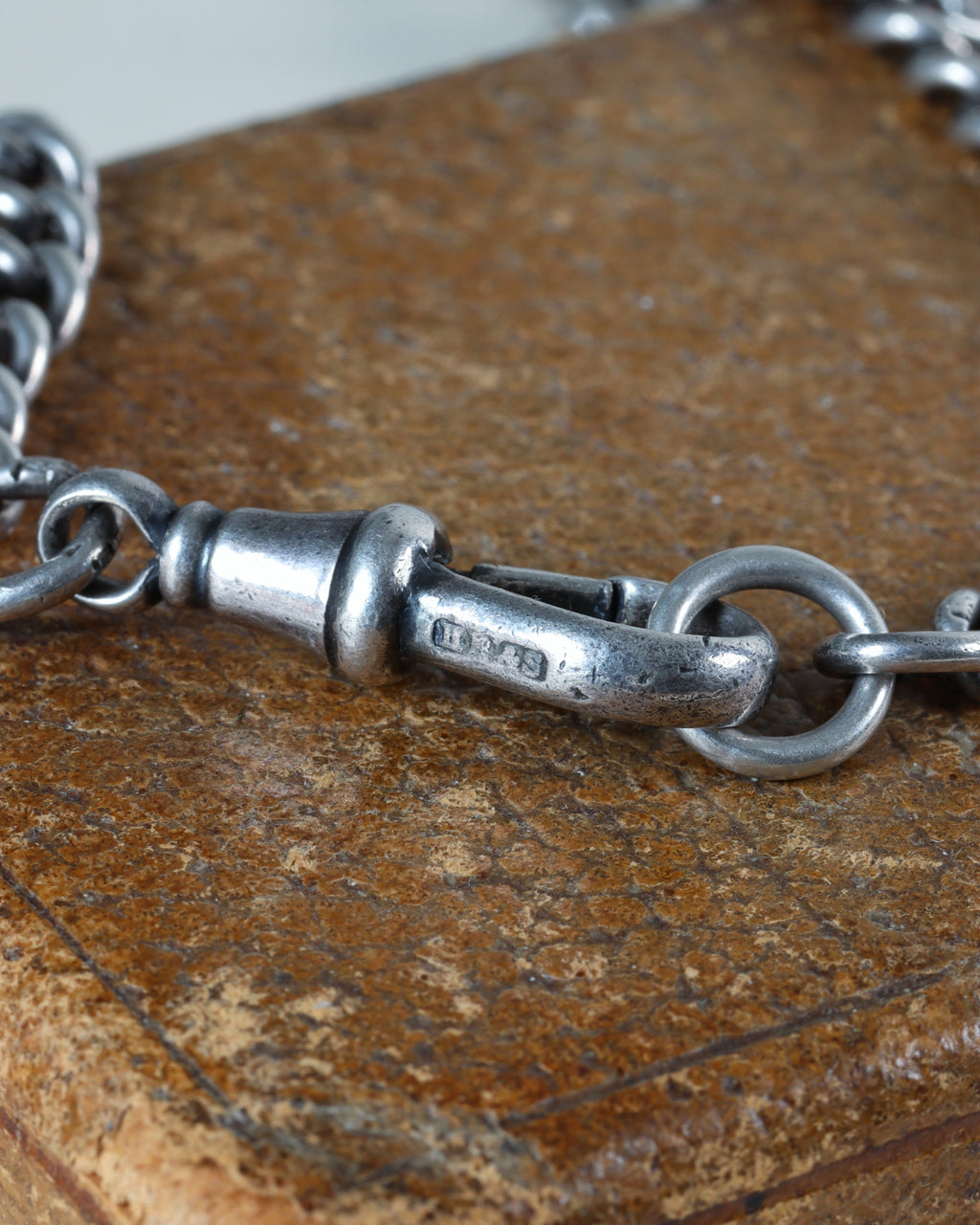 Victorian Sterling Silver Graduated Curb Link Watch Chain