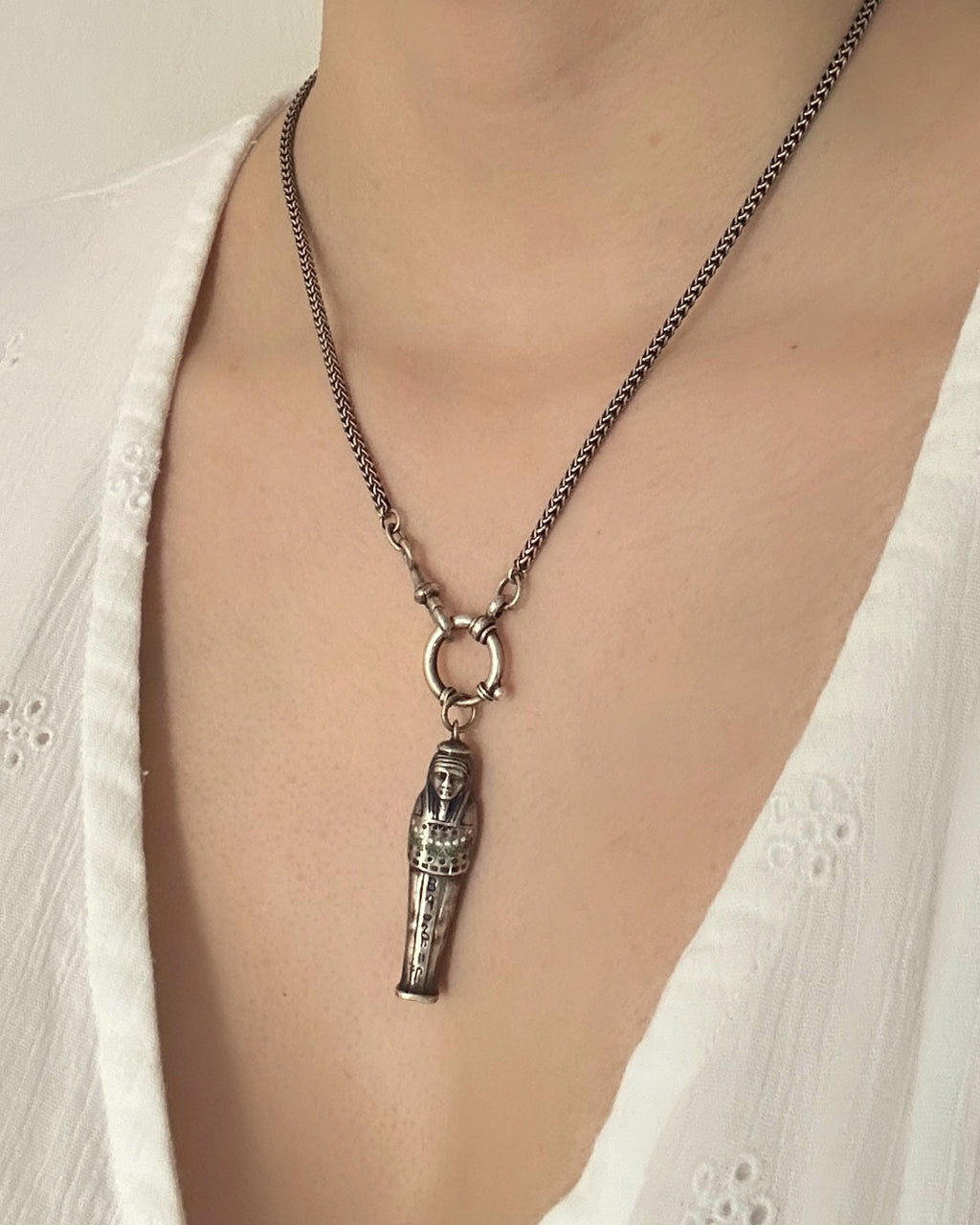 Art Deco Silver & Enamel Sarcophagus Charm