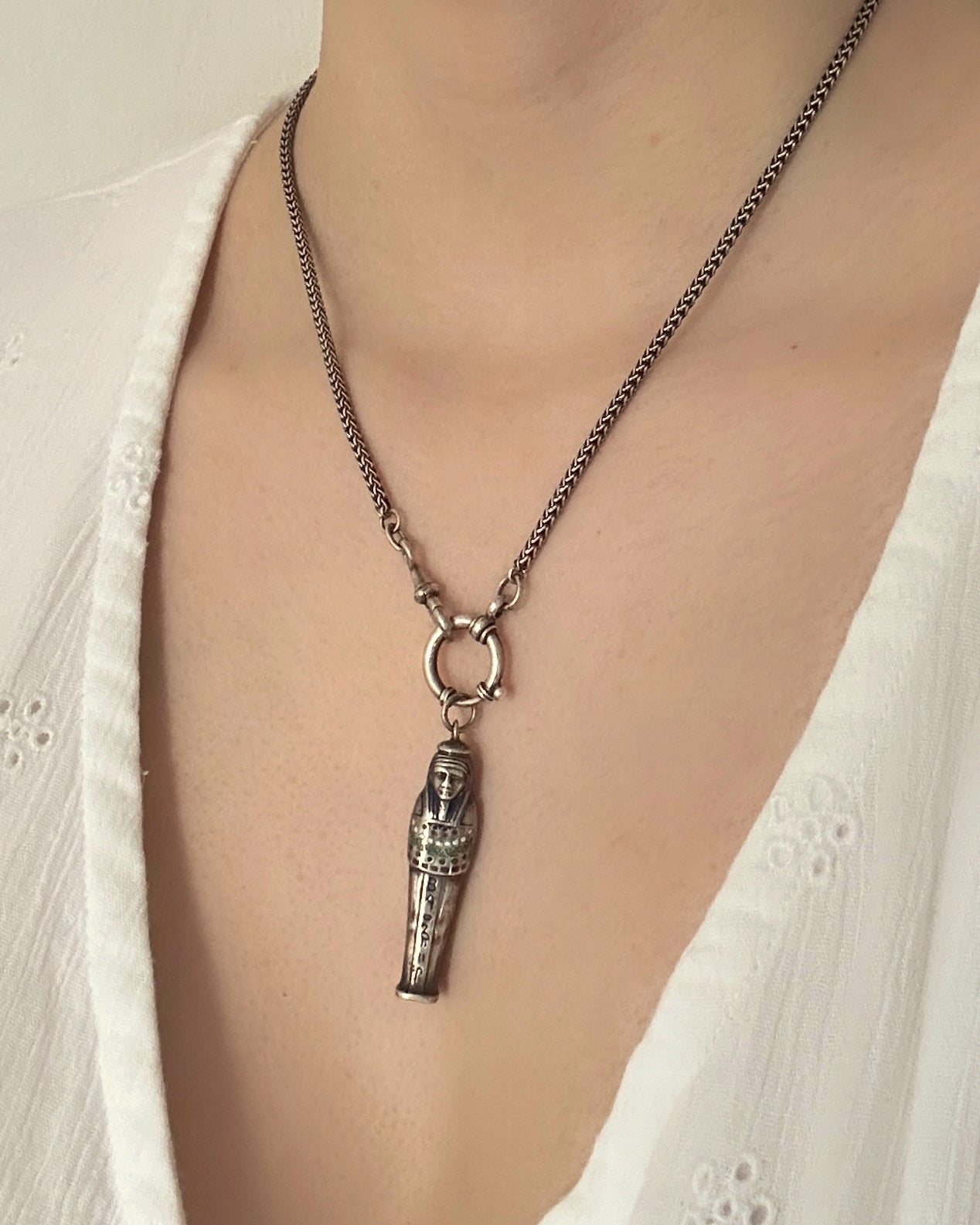 Art Deco Silver & Enamel Sarcophagus Charm