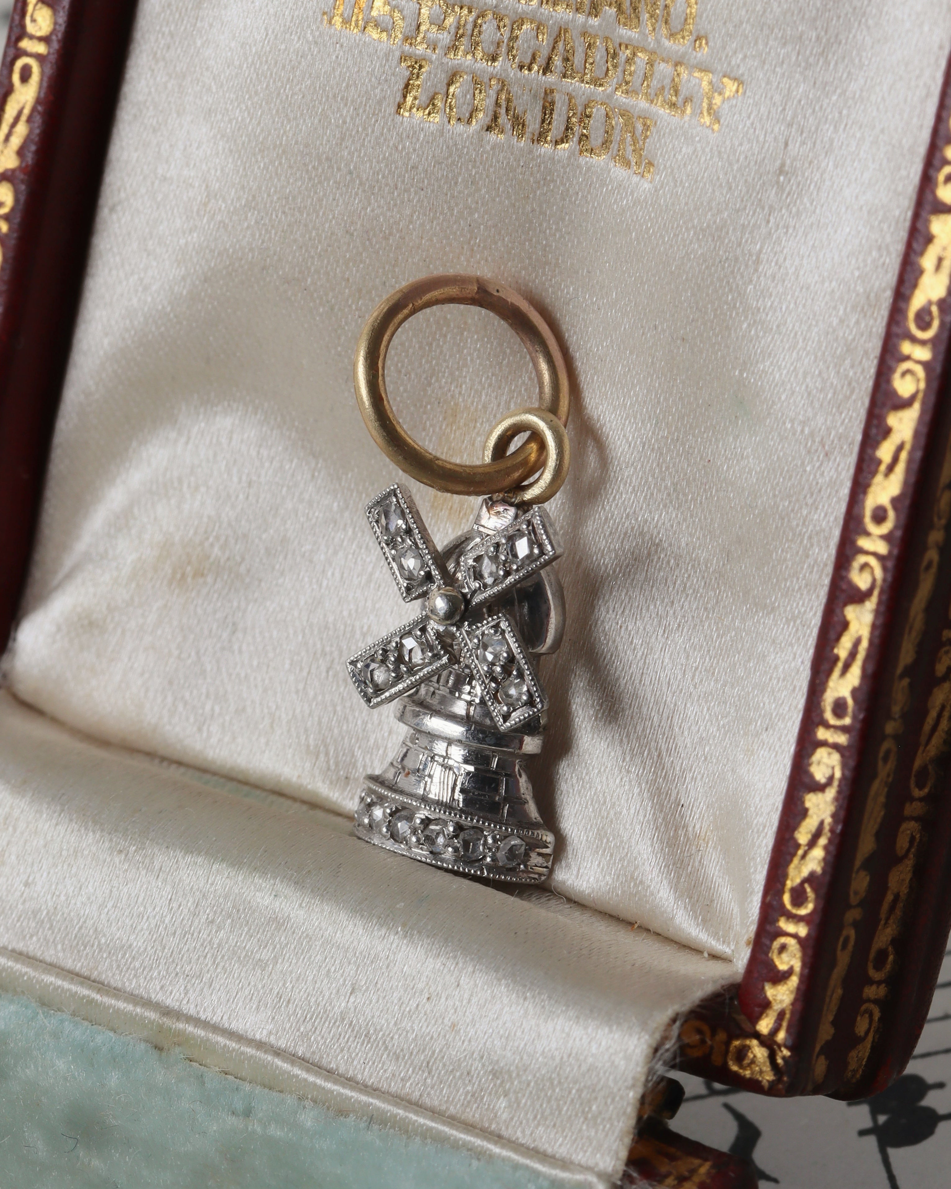 Art Deco Platinum & Diamond Articulated Windmill Charm