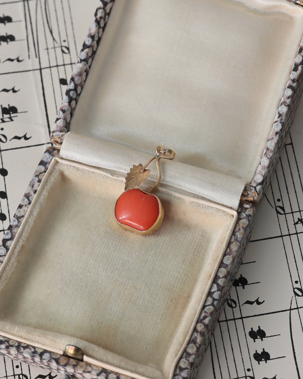 Vintage Carved Coral Cherry Charm in 18ct Gold