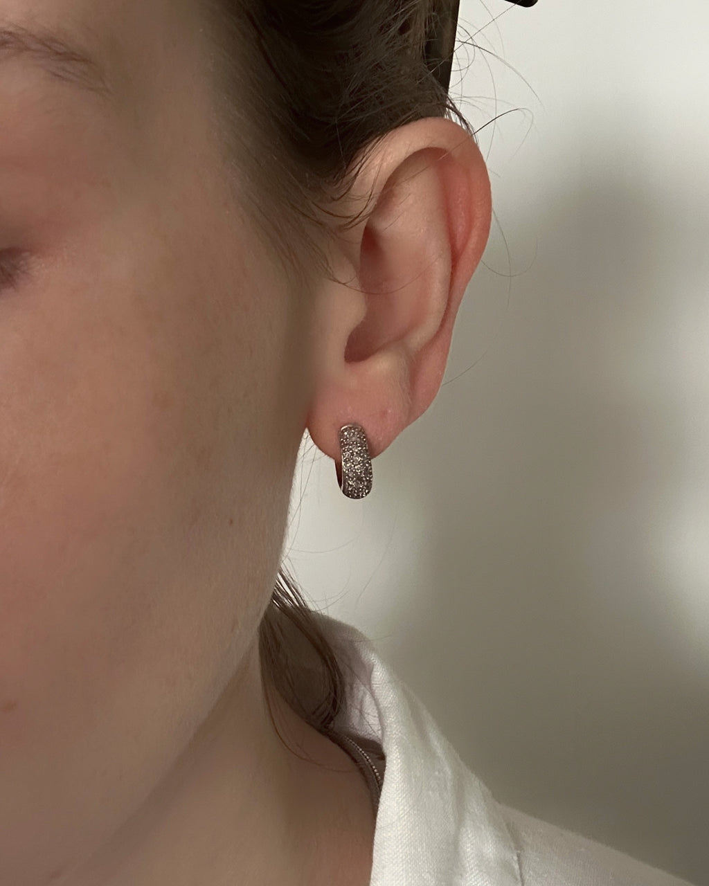 Vintage 9ct Gold Diamond Hoop Earrings
