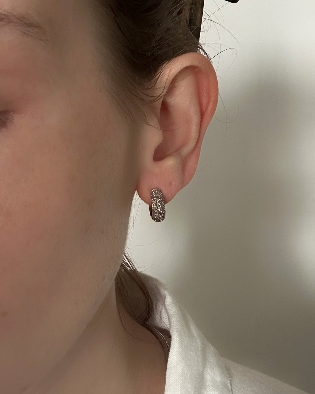 Vintage 9ct Gold Diamond Hoop Earrings