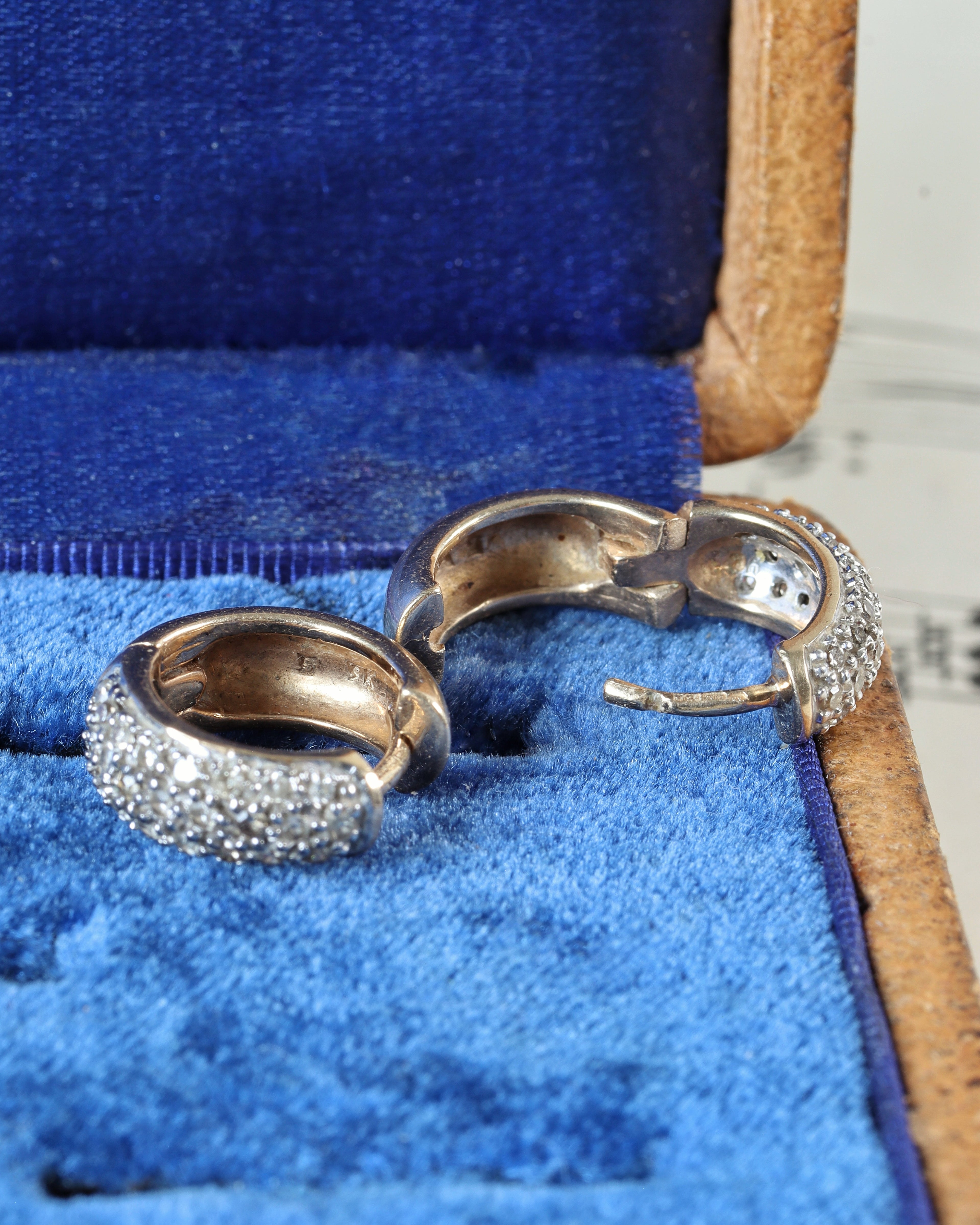 Vintage 9ct Gold Diamond Hoop Earrings