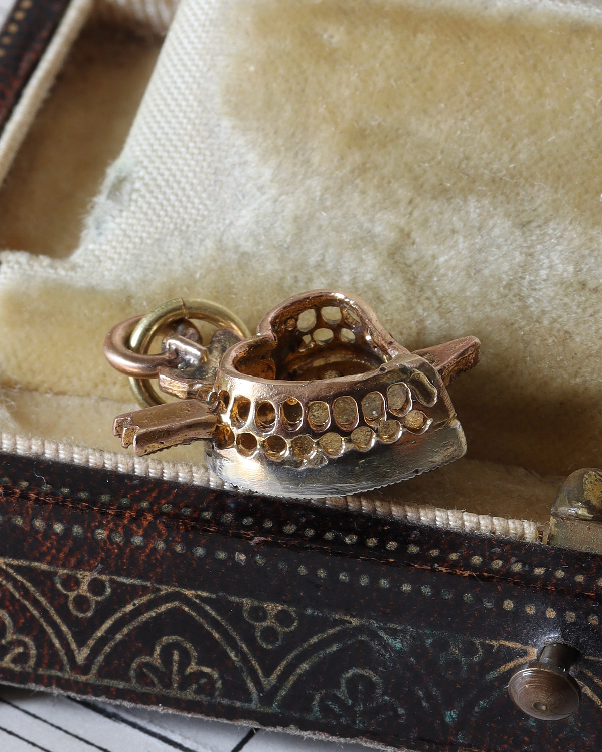 Two Victorian Silver Witches' Heart Charms with Rose Cut Diamonds