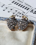 Two Victorian Silver Witches' Heart Charms with Rose Cut Diamonds
