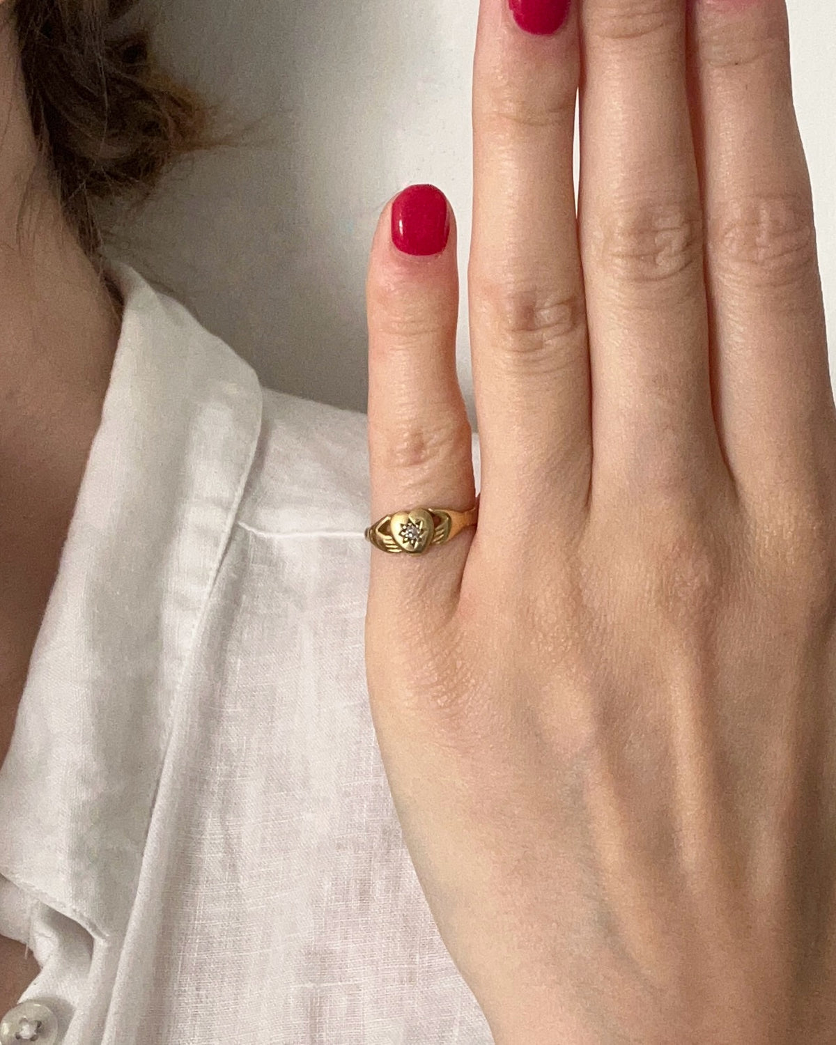Victorian 18ct Yellow Gold and Diamond Claddagh Ring