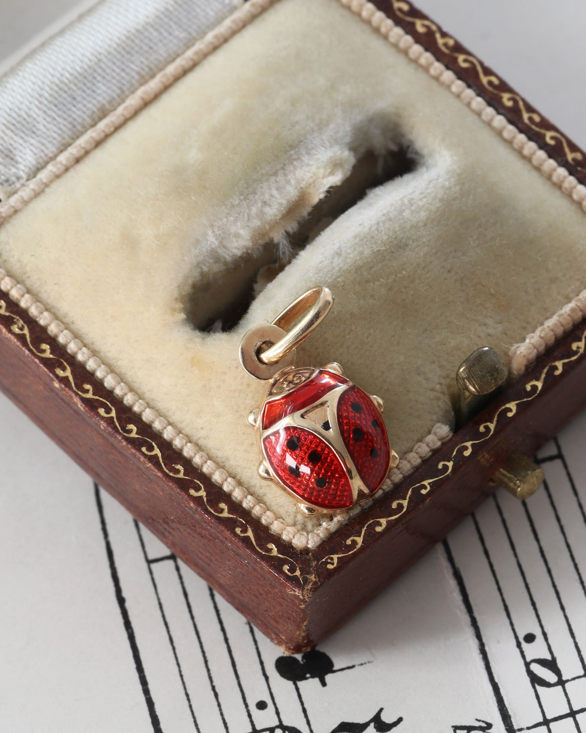 Vintage Italian 9ct Yellow Gold Enamelled Ladybird Charm
