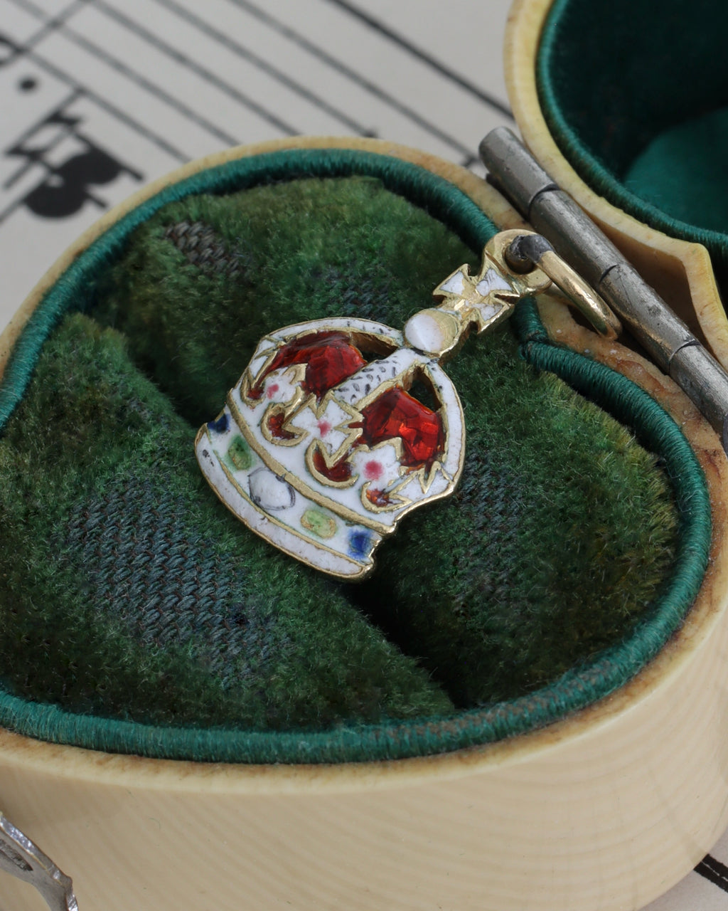 Victorian 18ct Yellow Gold and Enamel Crown Charm