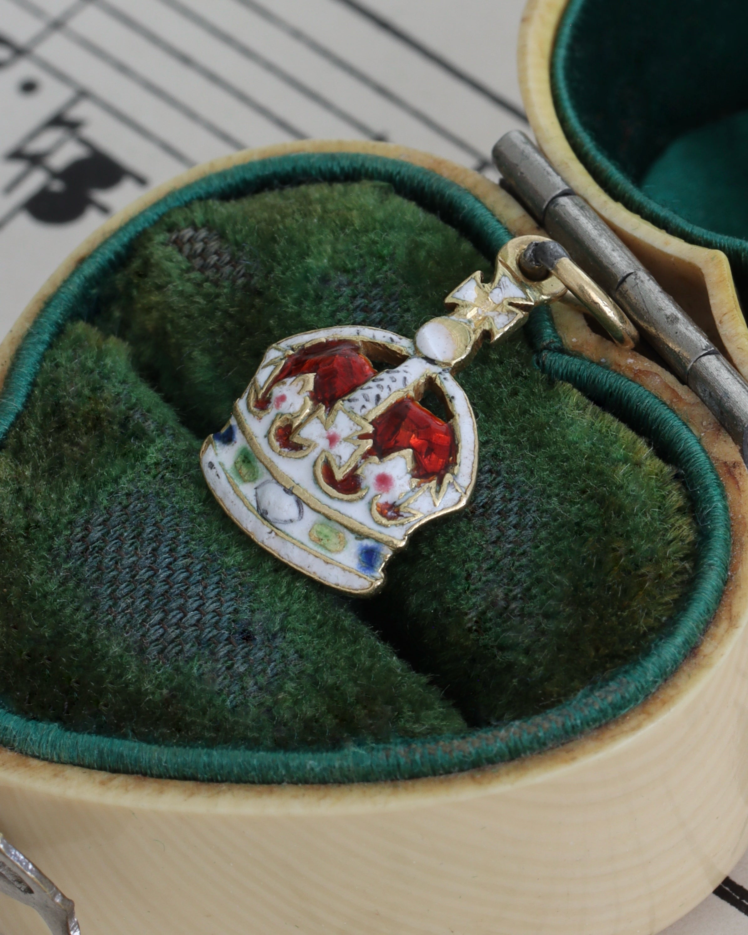 Victorian 18ct Yellow Gold and Enamel Crown Charm