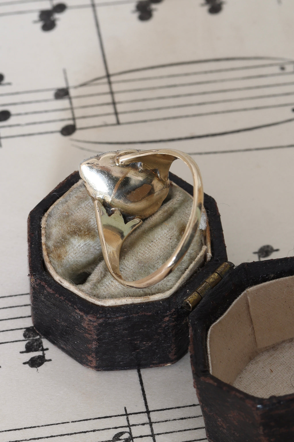 Georgian-Inspired 15ct Gold Rose Cut Diamond and Sapphire Teardrop Ring