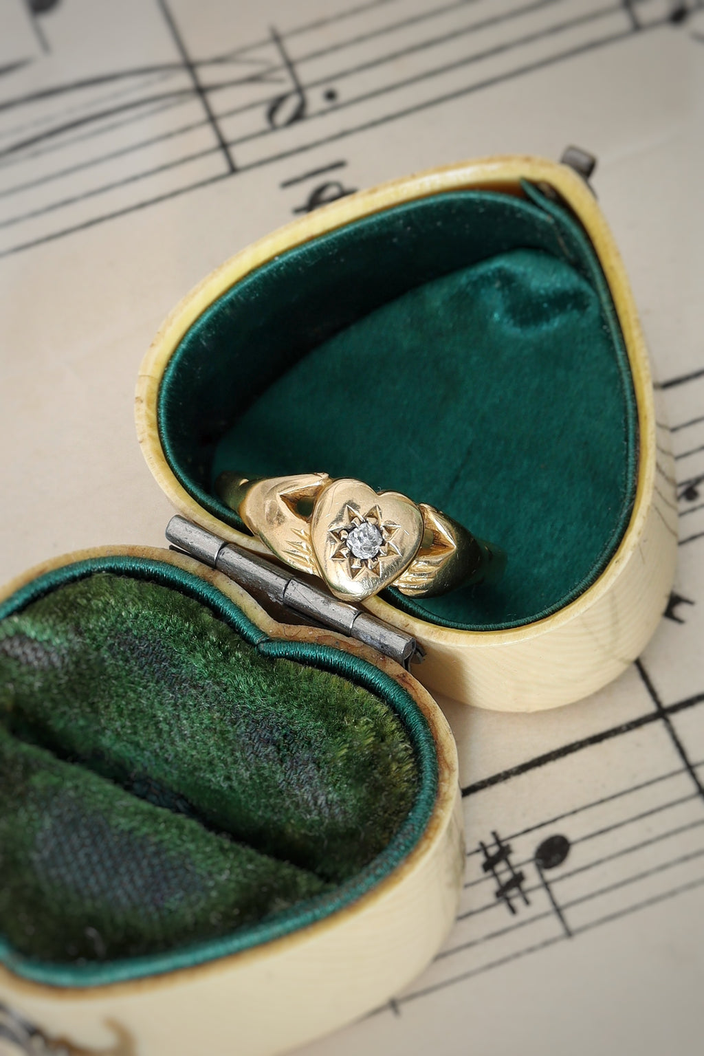 Victorian 18ct Yellow Gold and Diamond Claddagh Ring