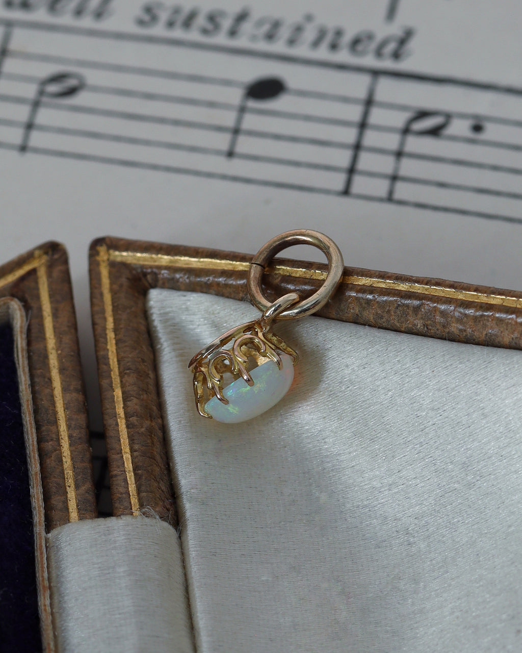 Two Tiny Victorian Opal Charms in 9ct Yellow Gold Settings