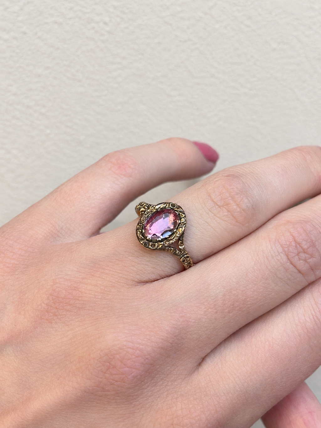 Georgian Pink Foiled Quartz Ring