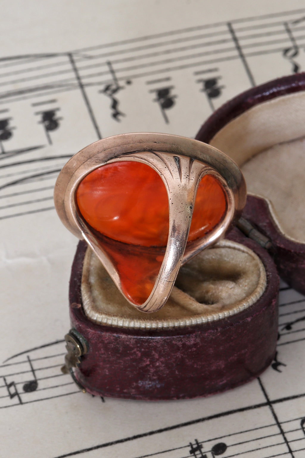 Georgian 9ct Rose Gold Carved Carnelian Intaglio Ring