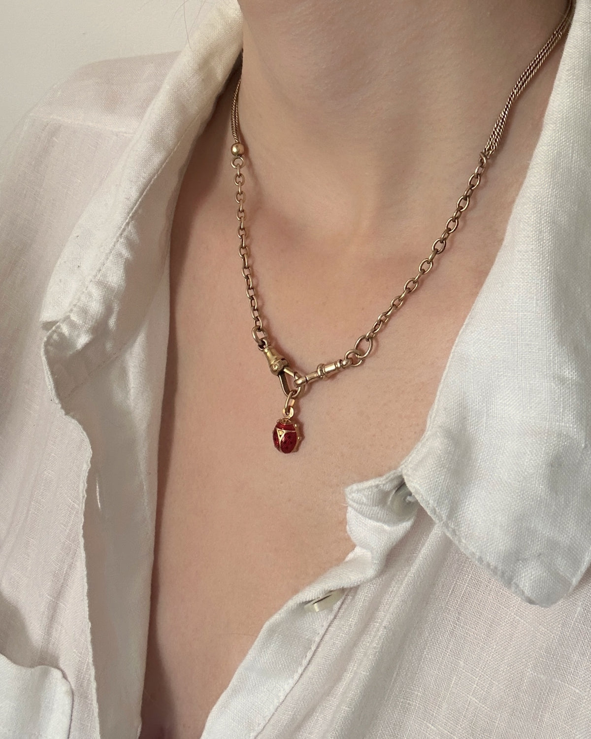 Vintage Italian 9ct Yellow Gold Enamelled Ladybird Charm