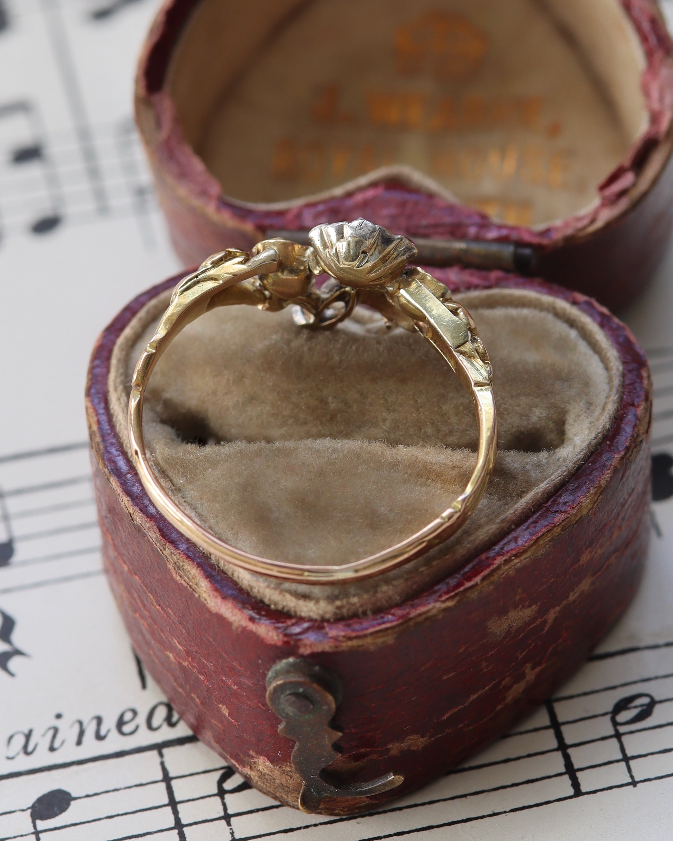 Rare Georgian Giardinetti Ring with Rose Cut Diamonds, Emerald & Rubies
