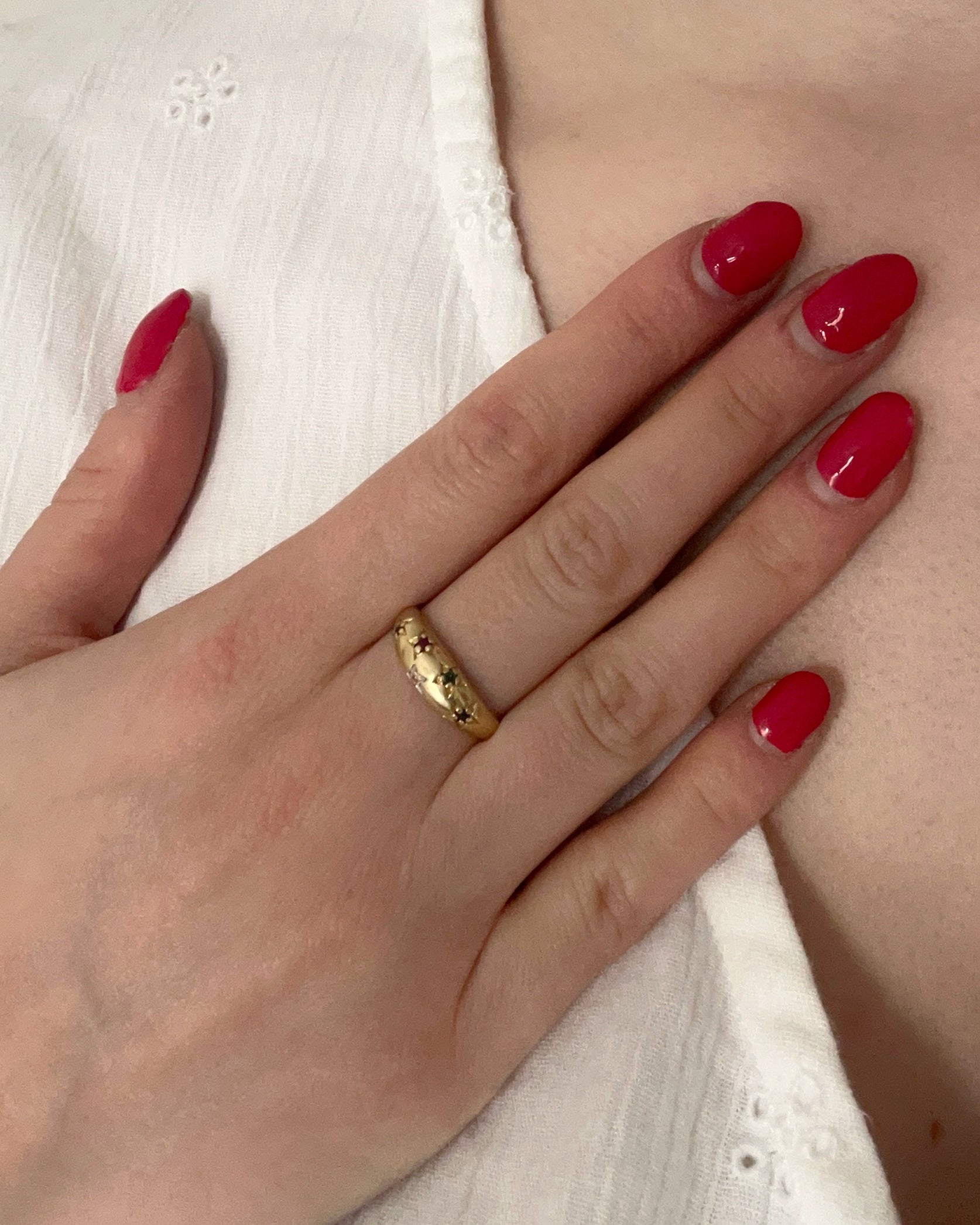 Vintage French Multi-Coloured Starburst Ring in 18ct Gold