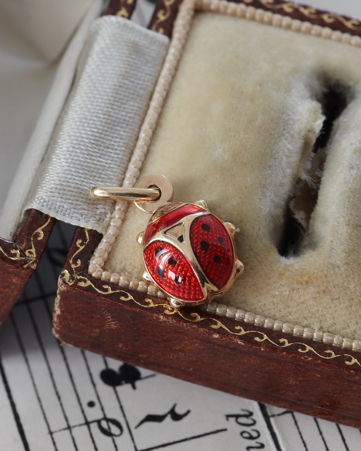Vintage Italian 9ct Yellow Gold Enamelled Ladybird Charm