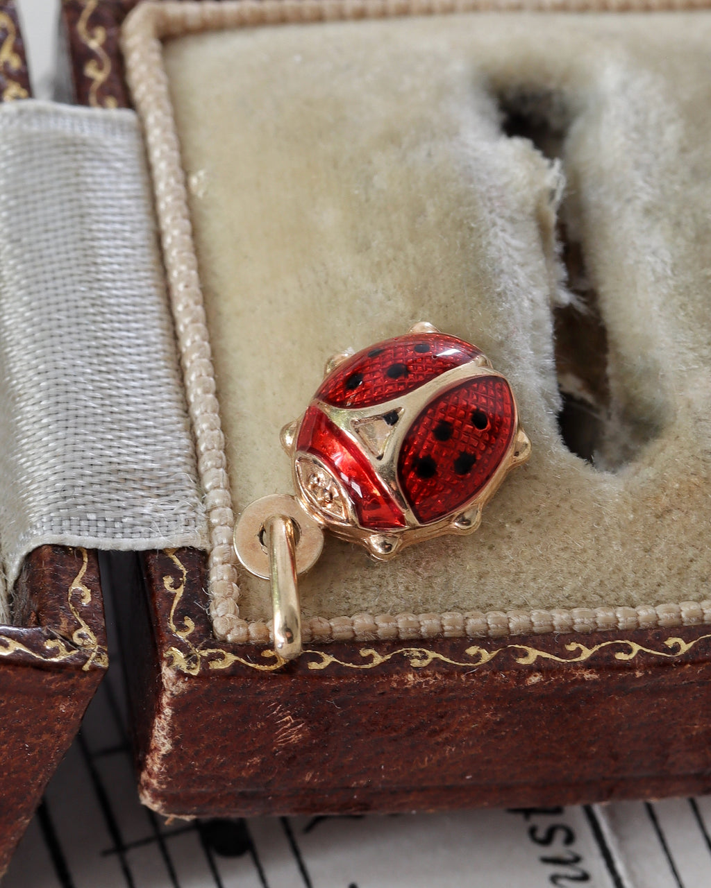 Vintage Italian 9ct Yellow Gold Enamelled Ladybird Charm