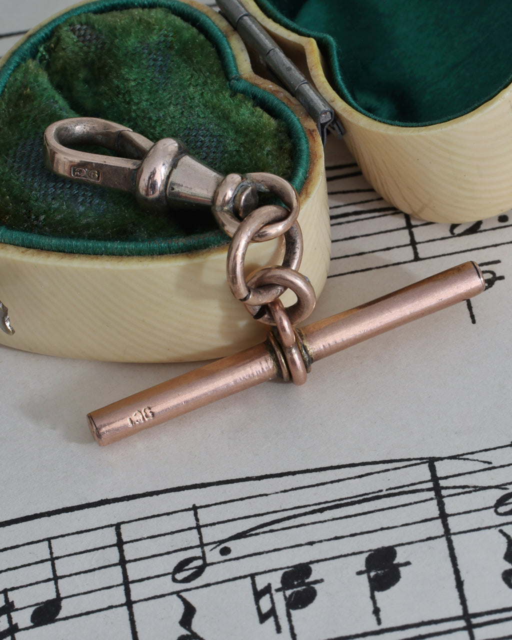 Antique Victorian 9ct Gold Swivel Dog Clip on T-Bar