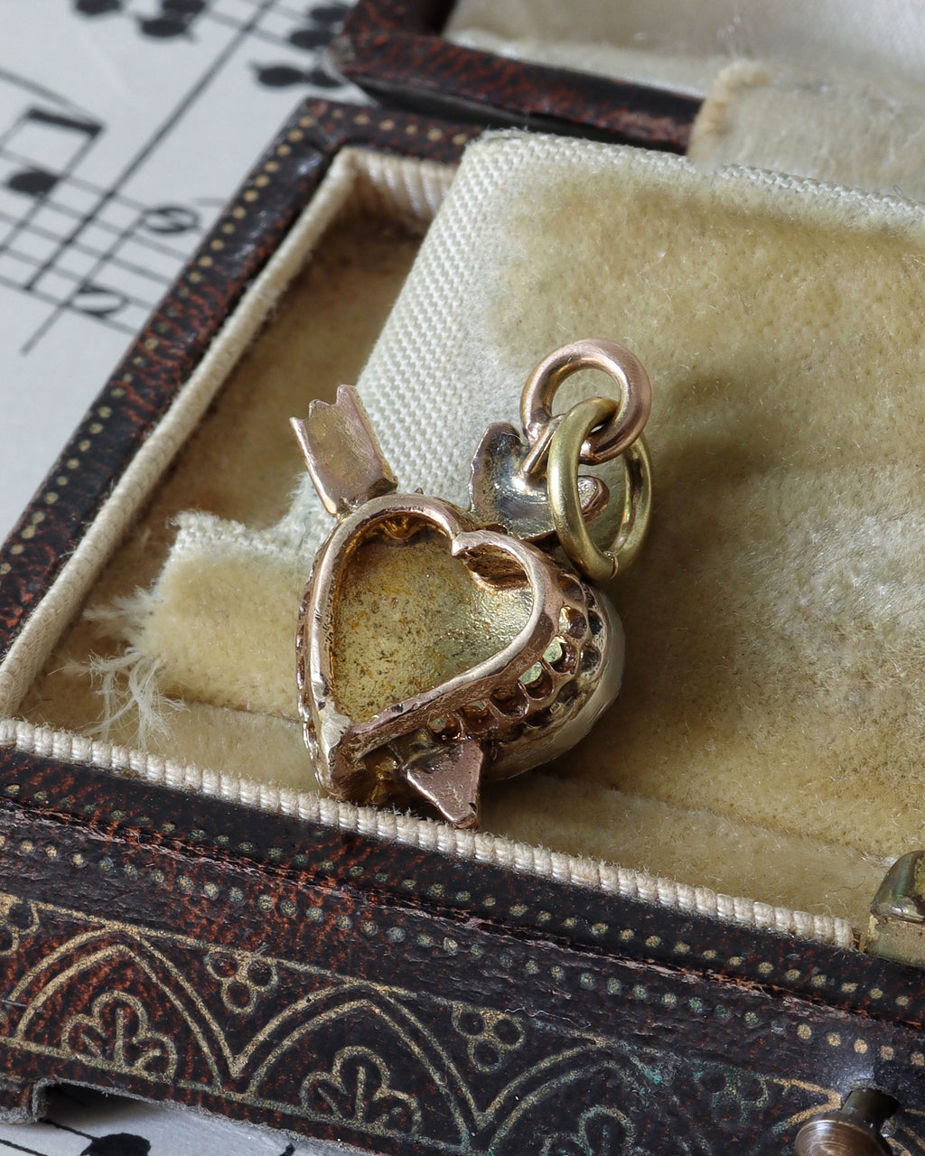 Two Victorian Silver Witches' Heart Charms with Rose Cut Diamonds