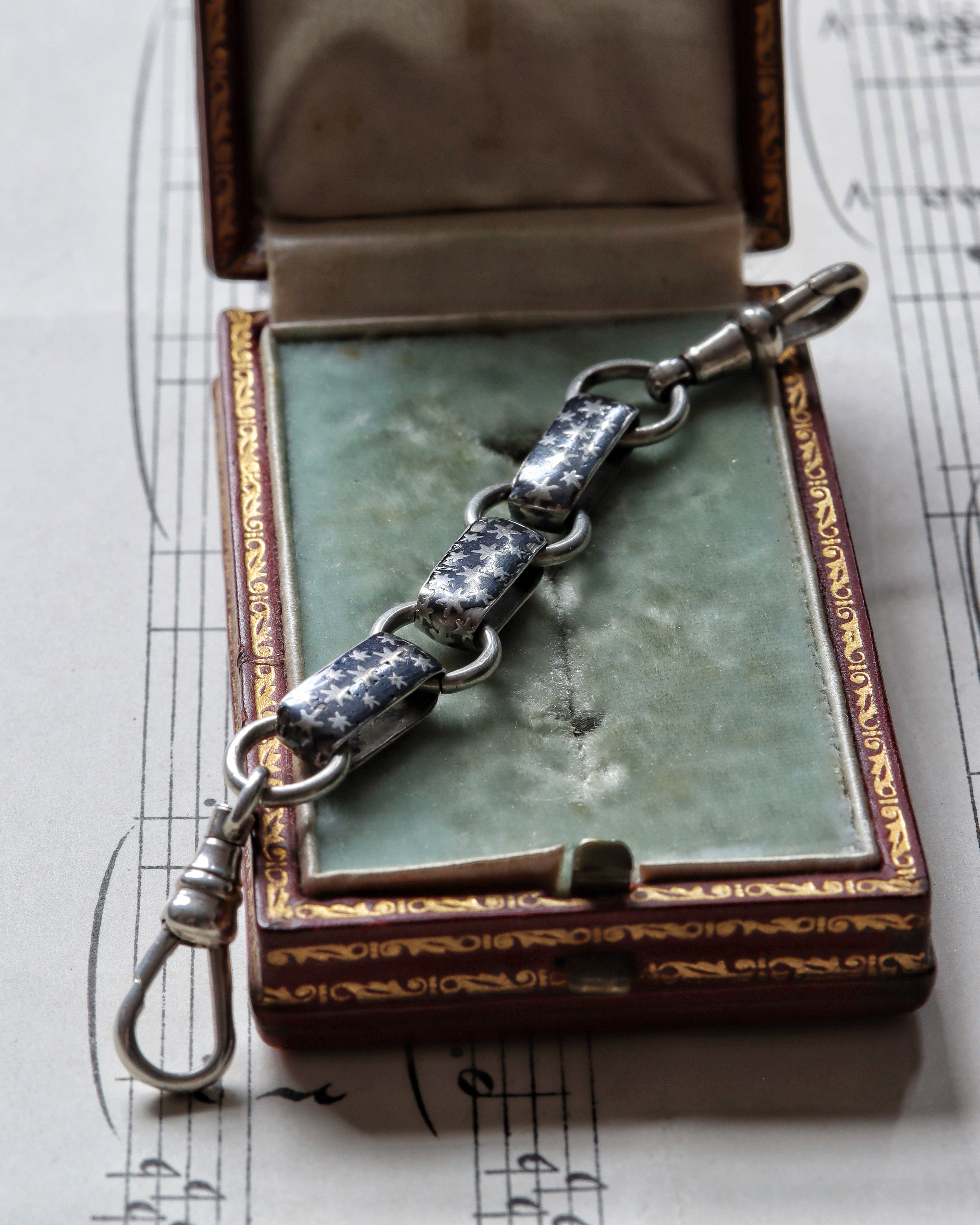 Continental Silver Niello Star Link Chain Extender with Dog Clips