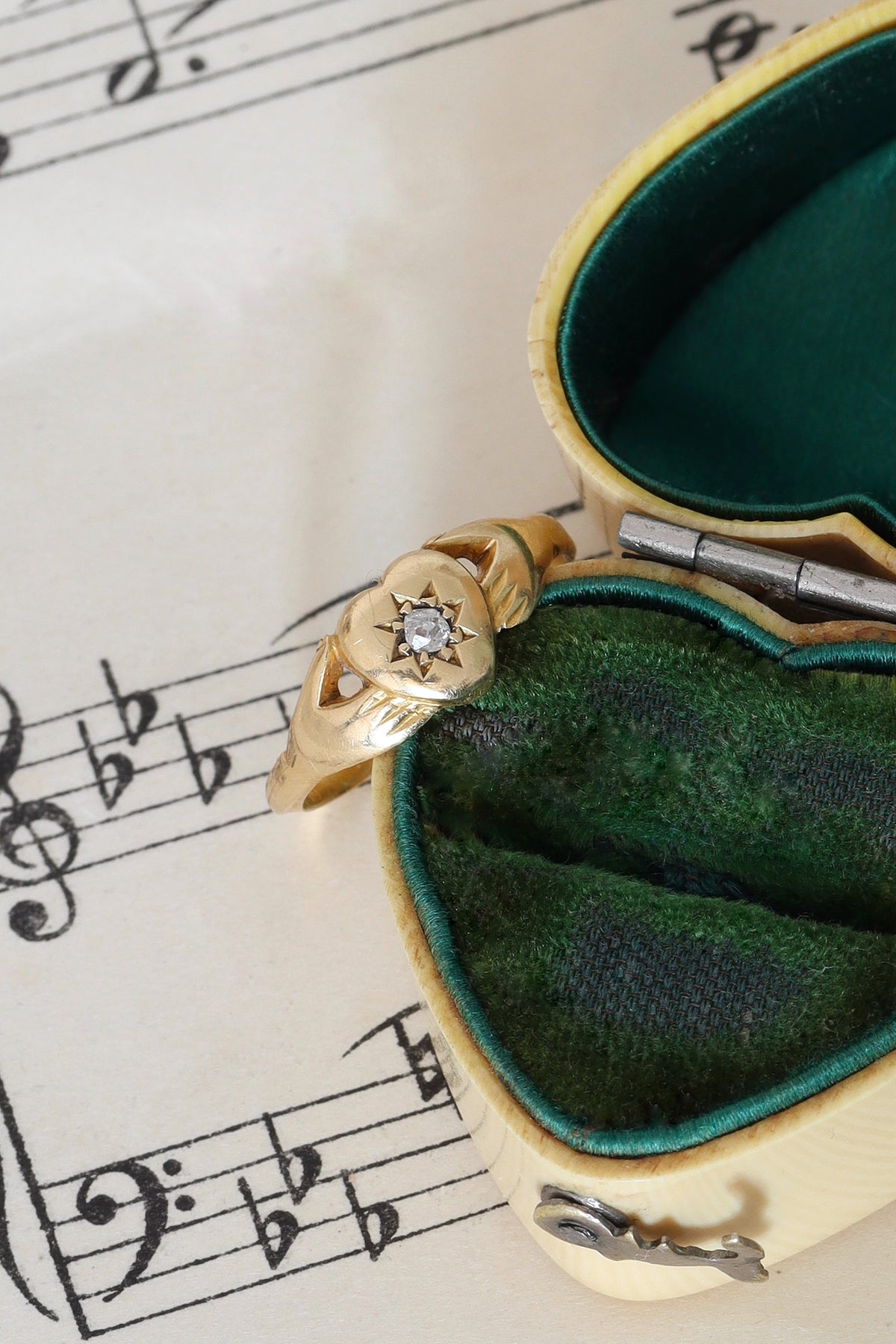 Victorian 18ct Yellow Gold and Diamond Claddagh Ring