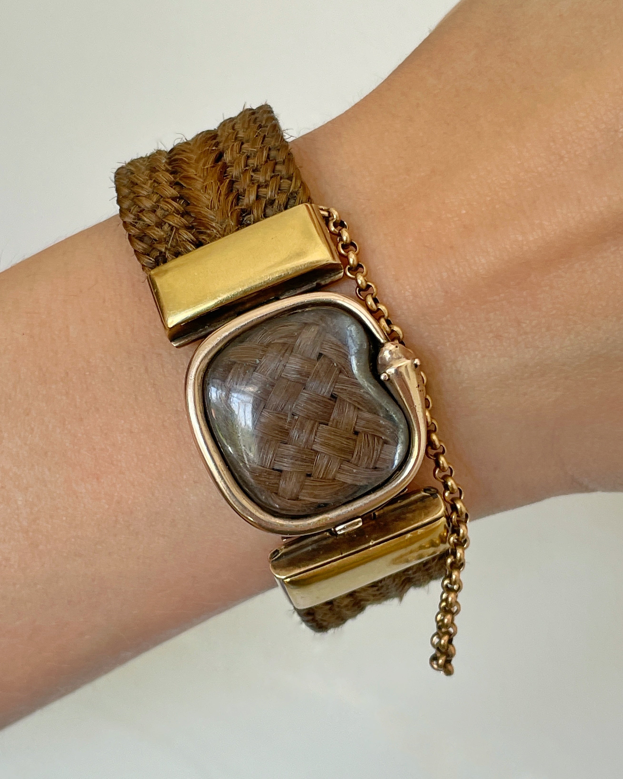 Georgian Hairwork Mourning Bracelet Commemorating Elizabeth Margaret Grey