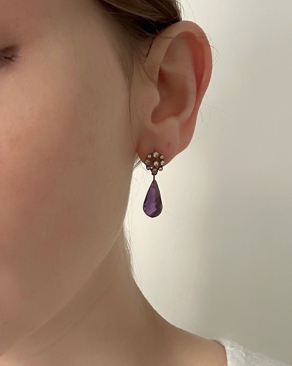 Victorian Style Amethyst & Diamond Earrings