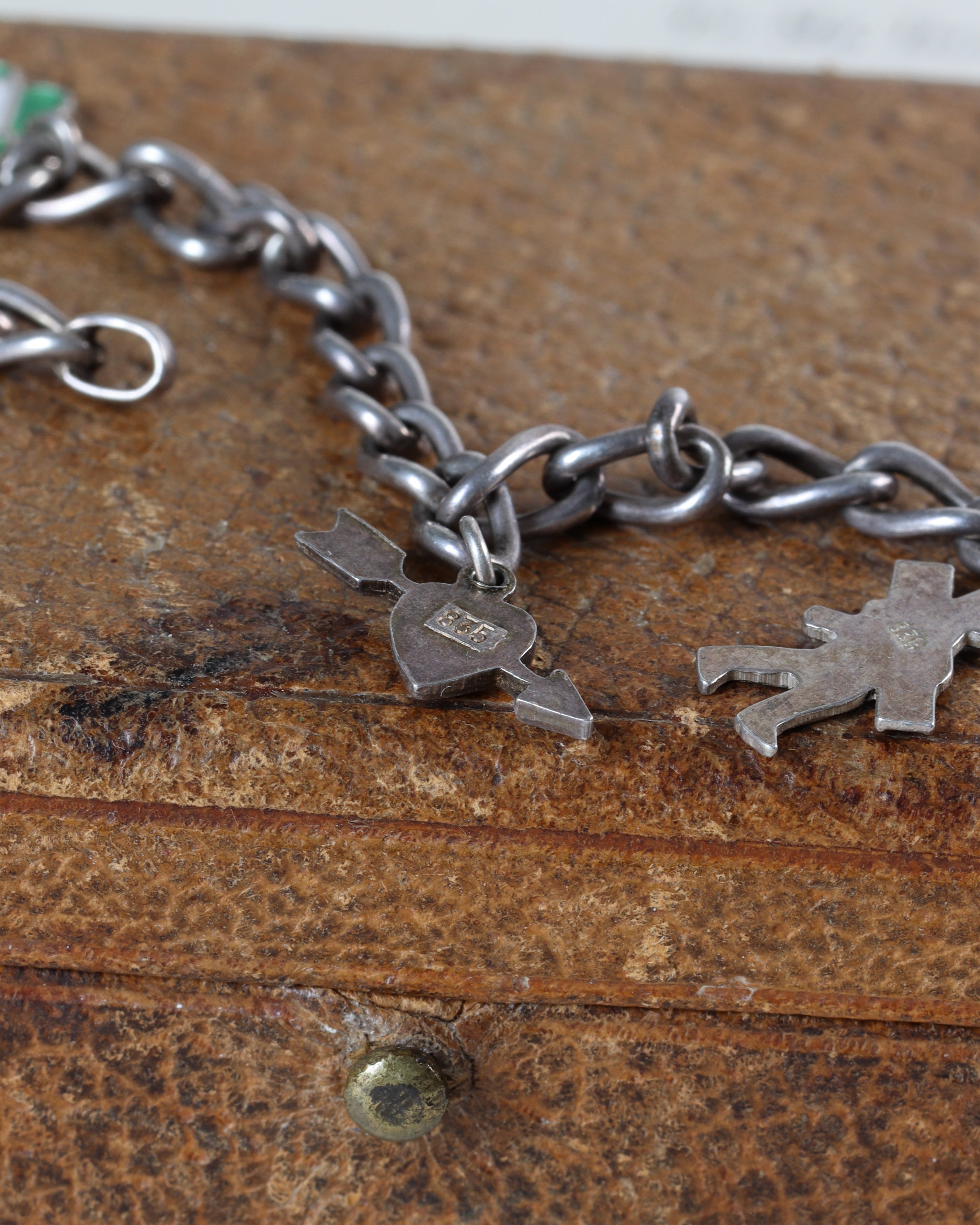 Vintage Continental Silver & Enamel Charm Bracelet