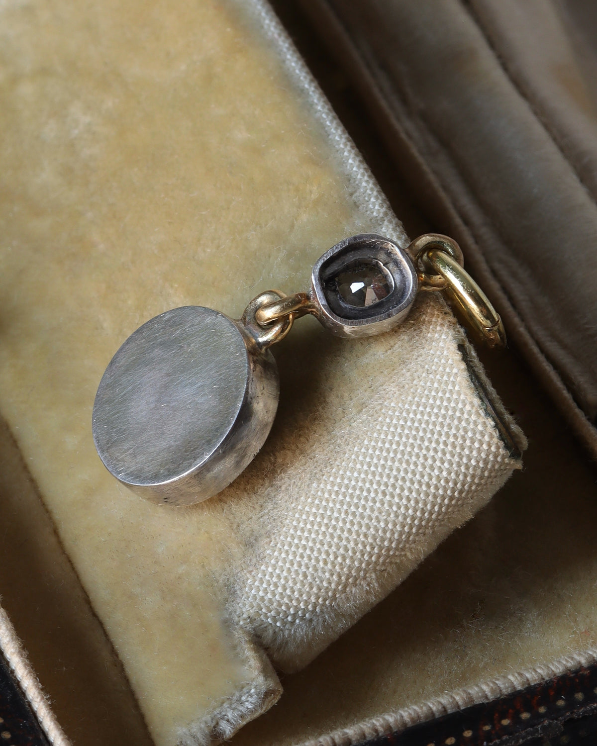 Victorian Conversion Iridescent Man in the Moon Charm with Old Mine Cut Diamond