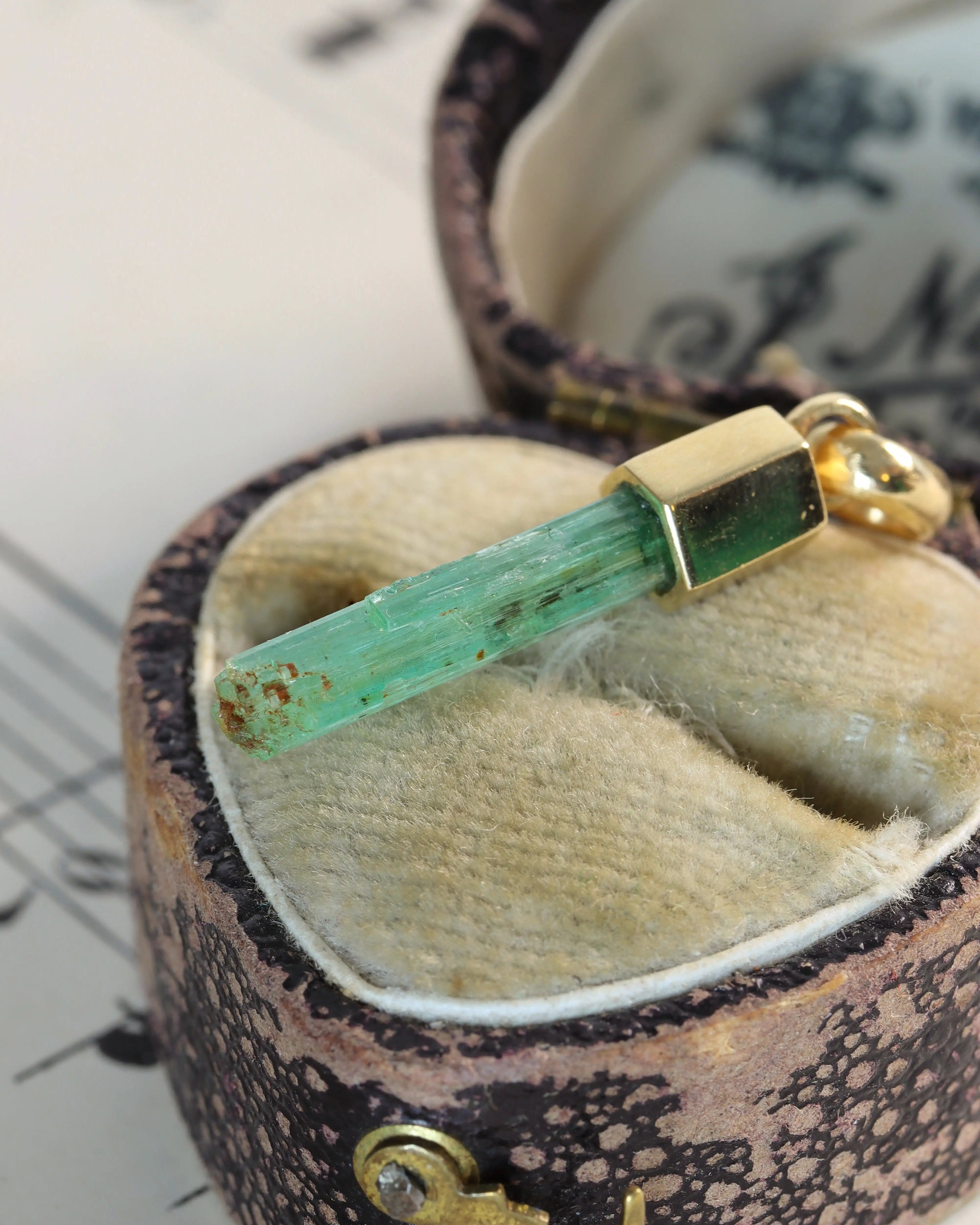 Raw Emerald Charms in 18ct Yellow Gold – Each one is unique!