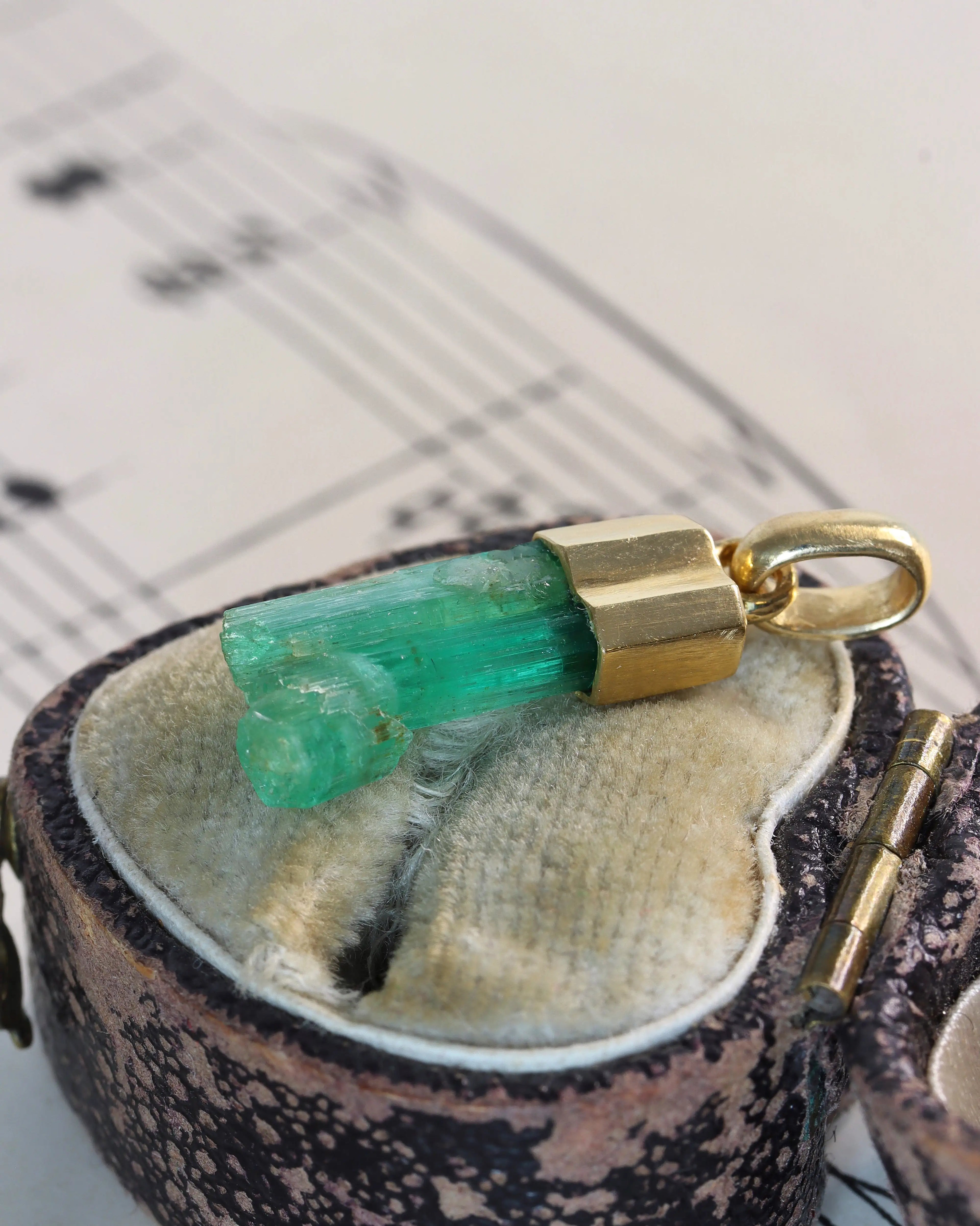 Raw Emerald Charms in 18ct Yellow Gold – Each one is unique!